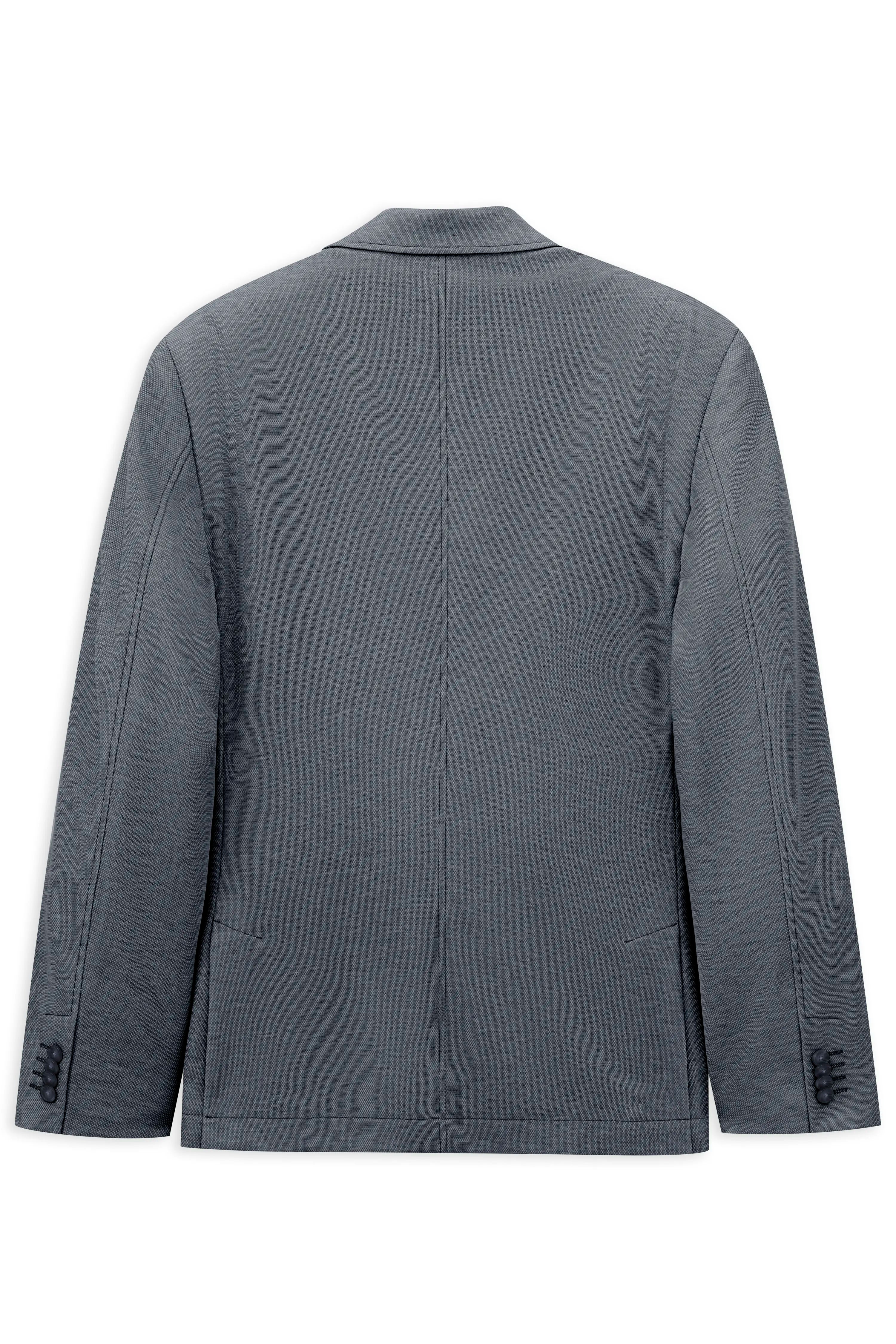 Grauer bugatti Blazer, Rückenansicht, schlichtes Design, hochwertige Verarbeitung.