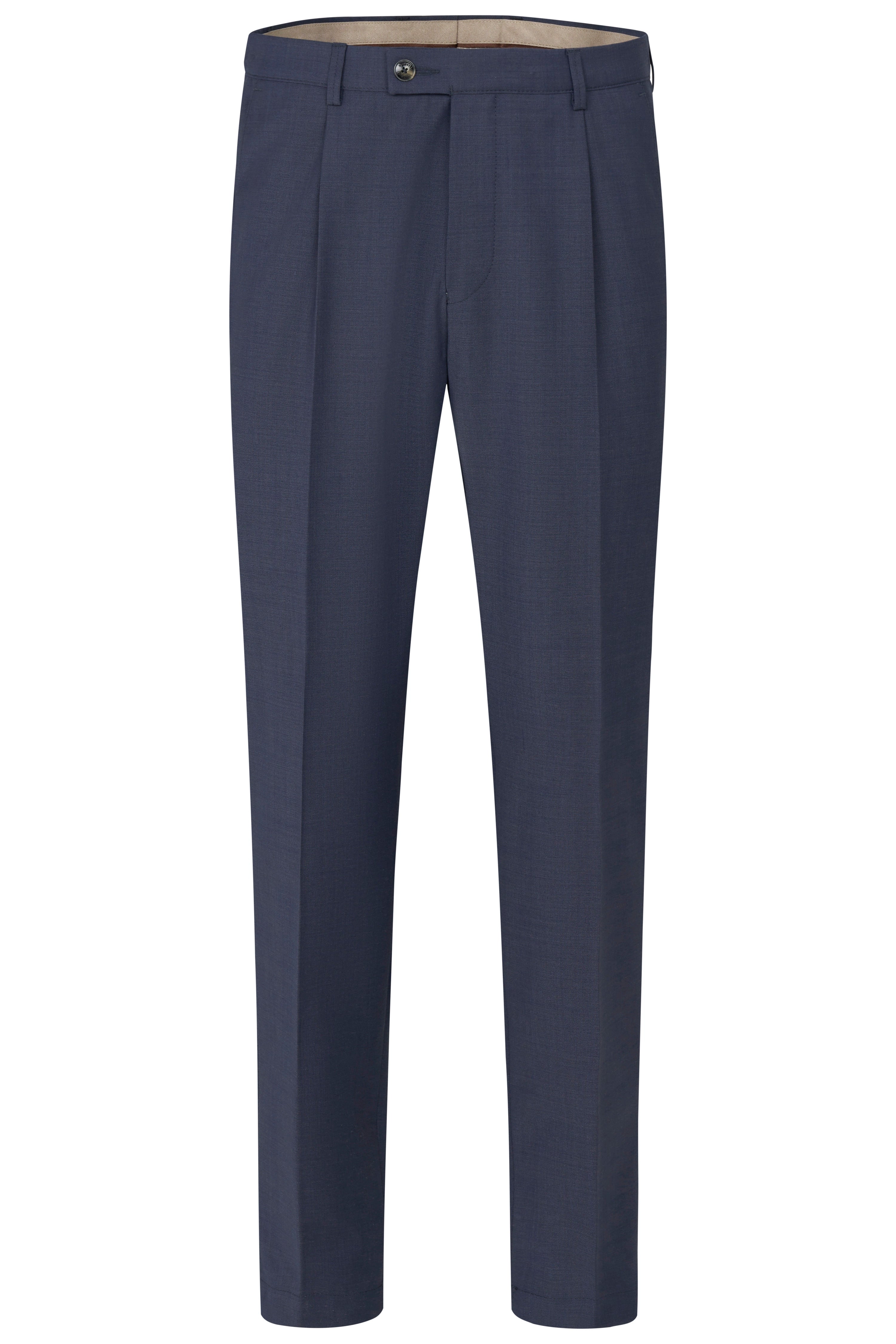 Donkerblauwe bugatti broek, elegant design, gestreken look.