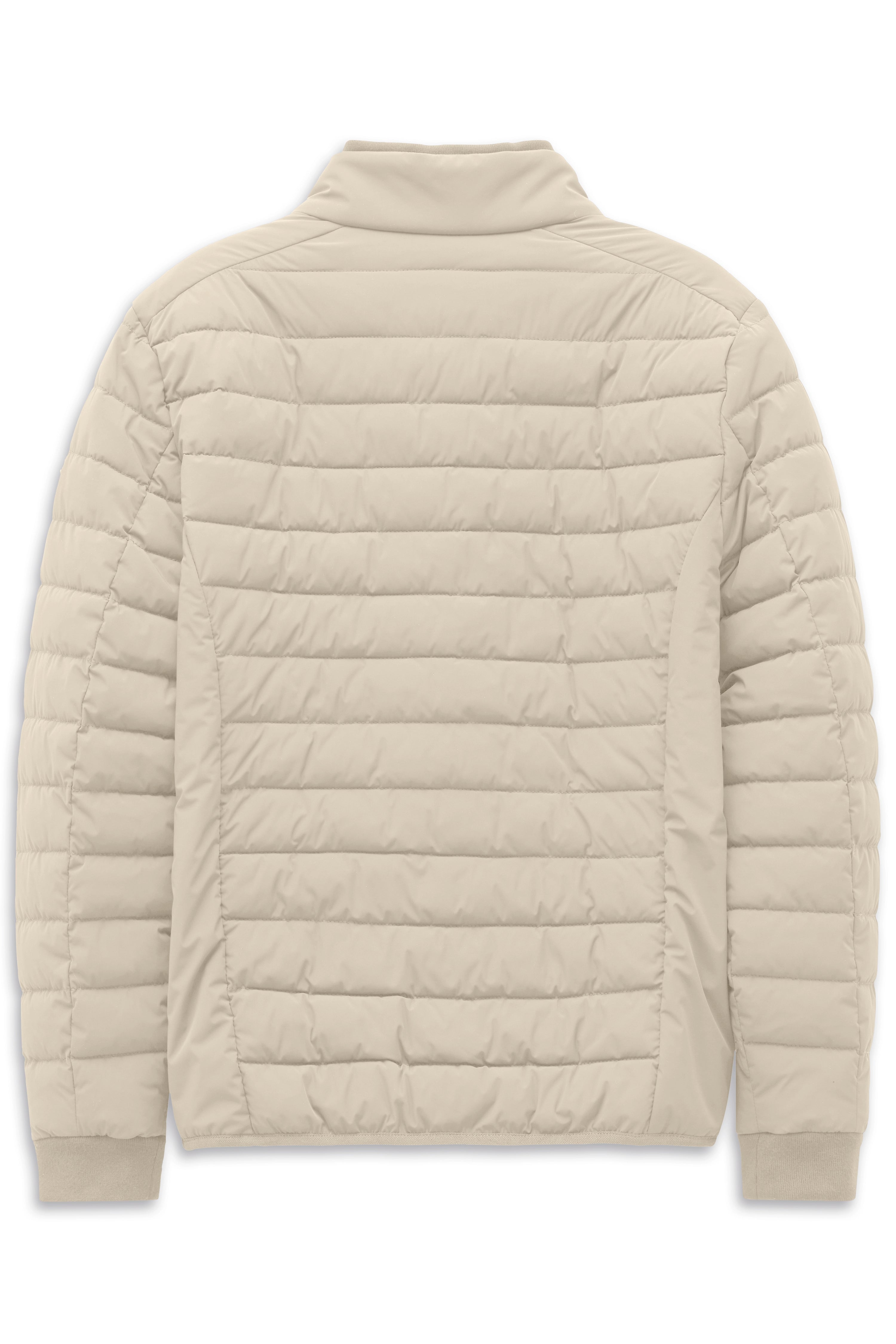Beige Steppjacke von bugatti, Rückansicht, legeres Büstenbild, elegantes Design für zeitlosen Stil.