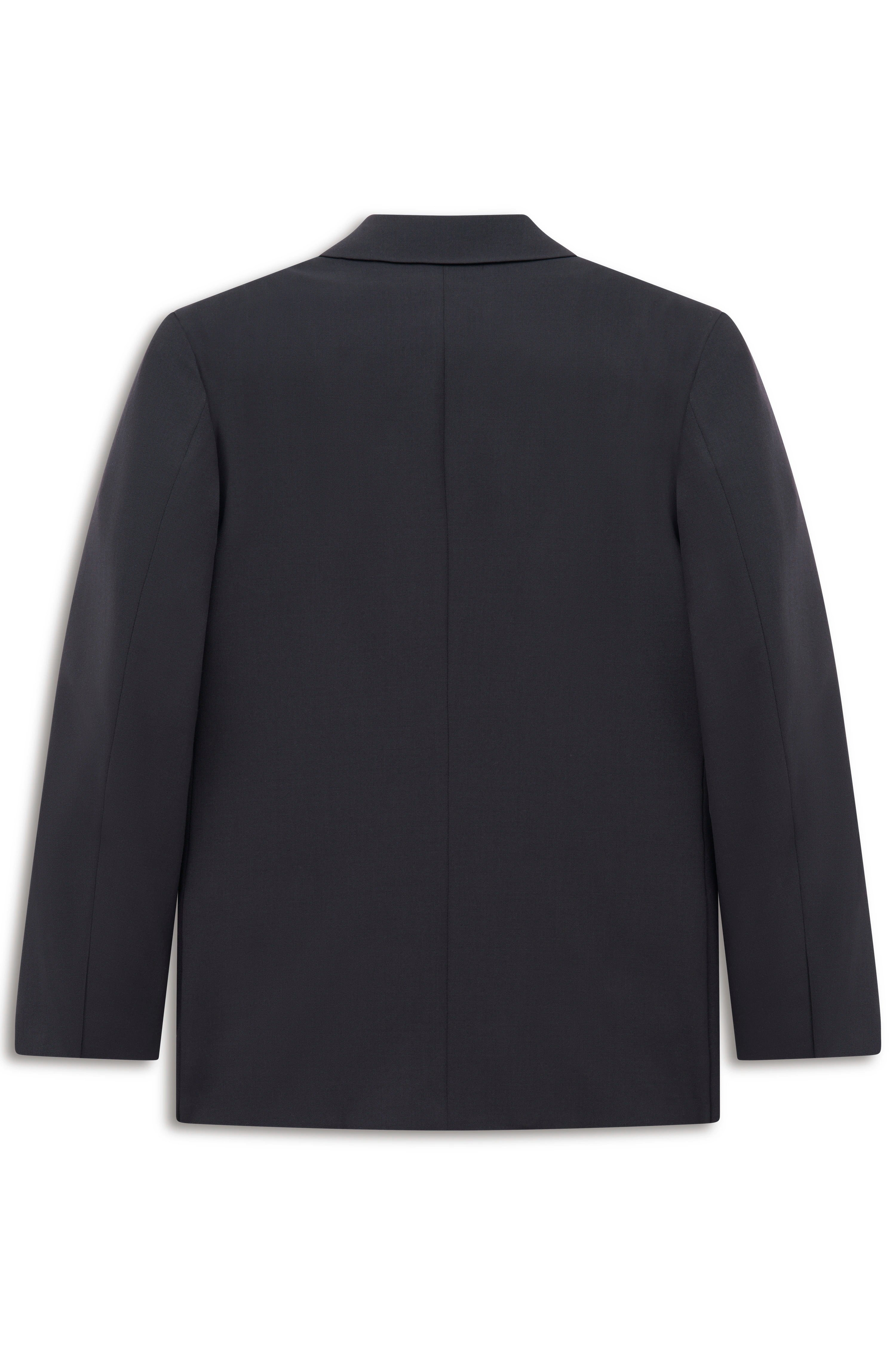 "Dunkelblauer bugatti Blazer, Rückansicht, klassisches Design, hochwertige Verarbeitung."