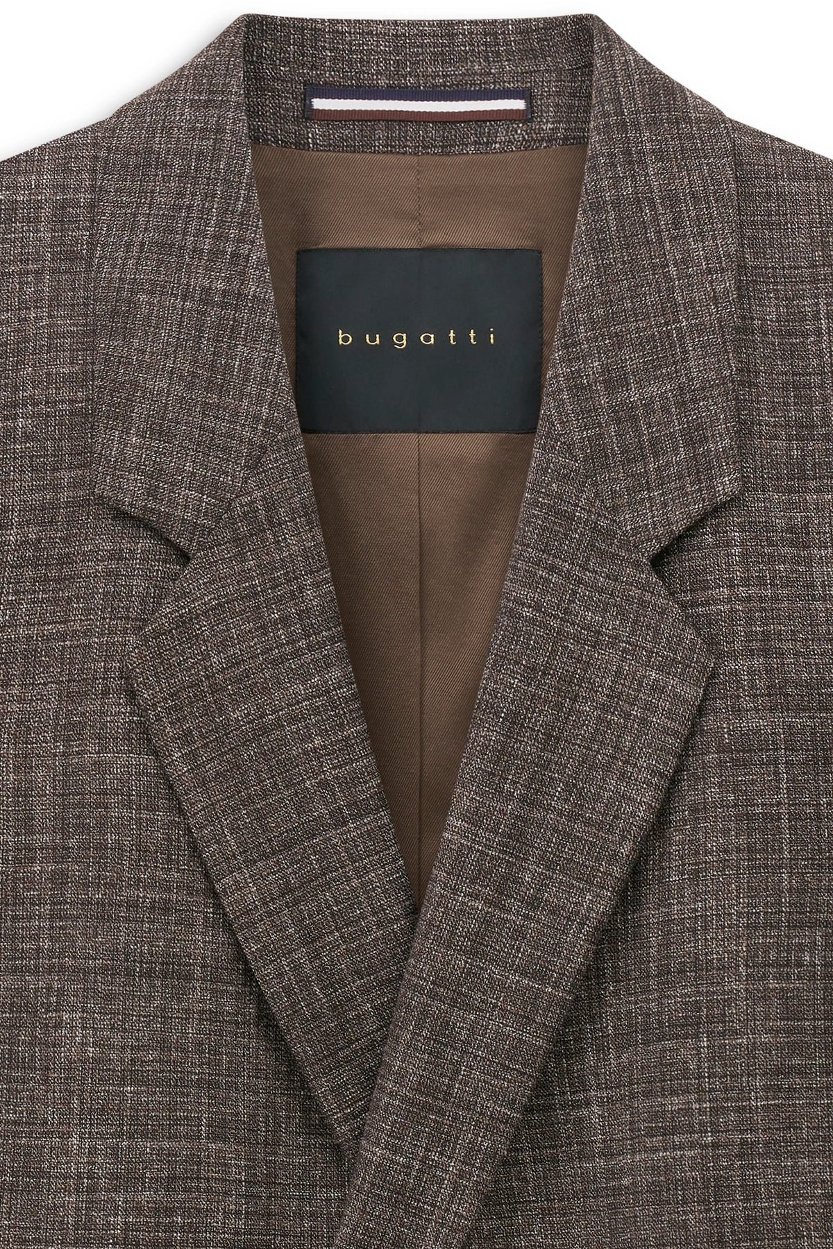 Bugatti kariertes Sakko in Braun, Büstenbild, hochwertige Verarbeitung und klassisches Design.