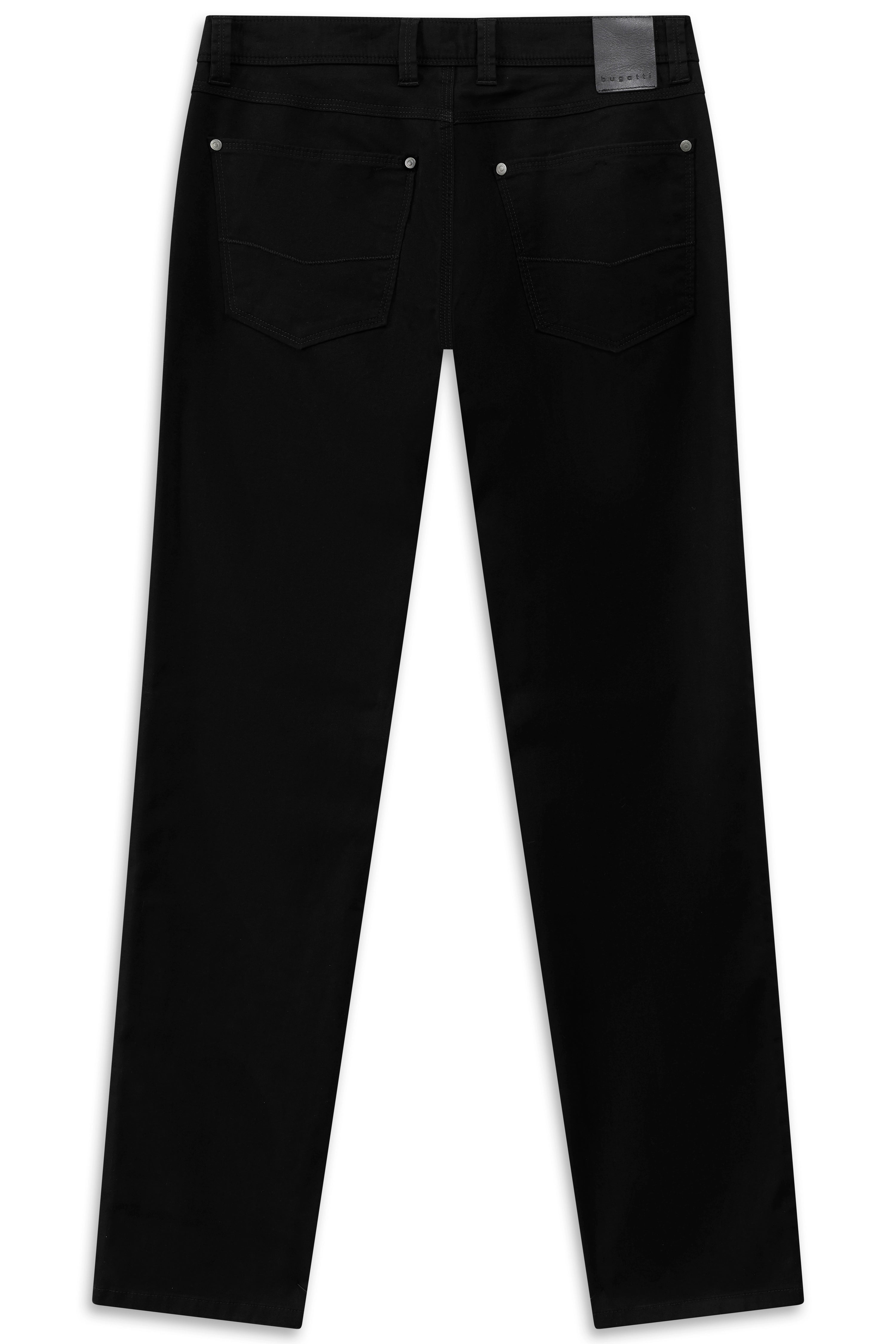 Schwarze bugatti Hose in legerem Stil, Rückansicht, klassisches Design, hochwertiges Material.