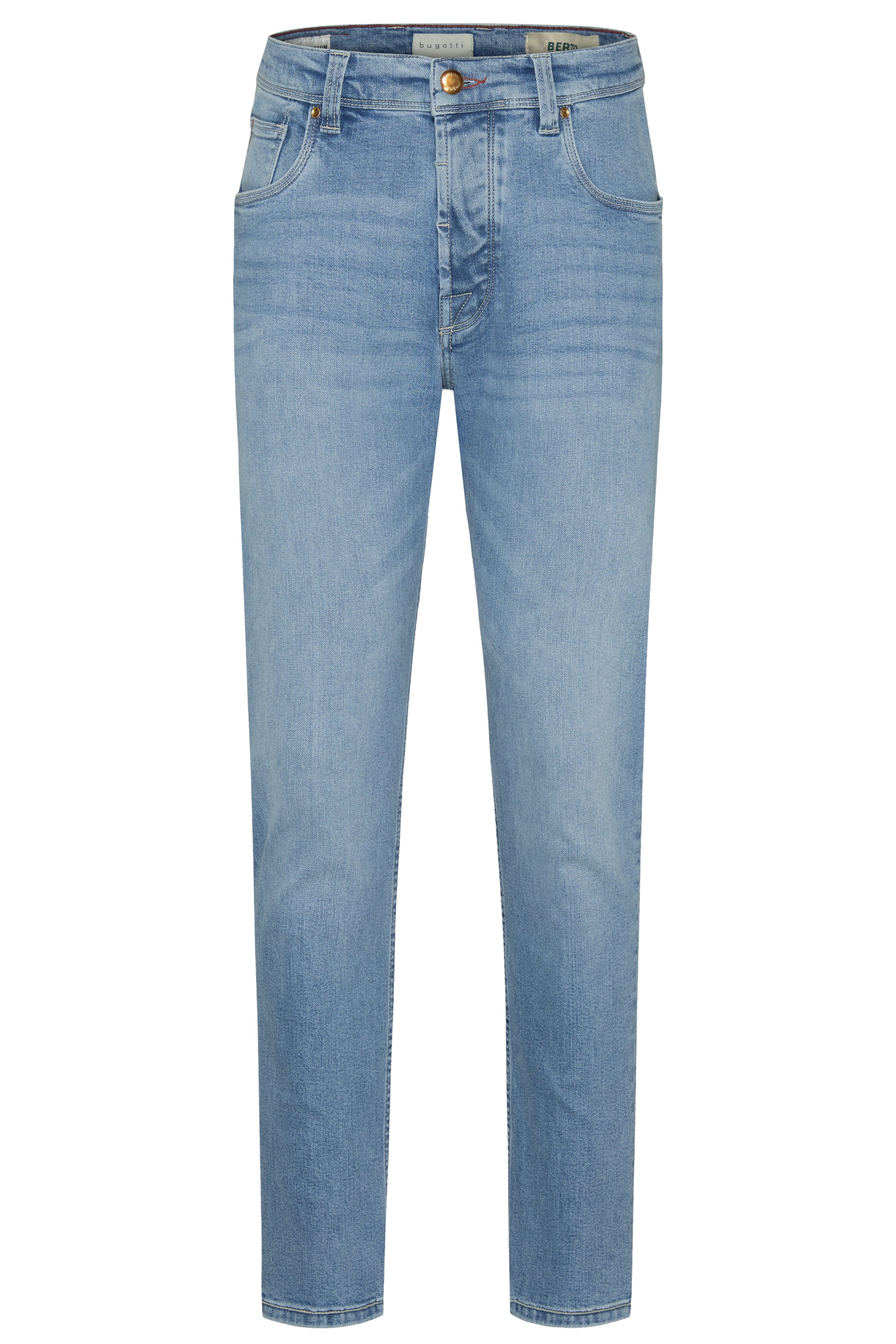 Hellblaue Jeans von bugatti, legeres Büstenbild.
