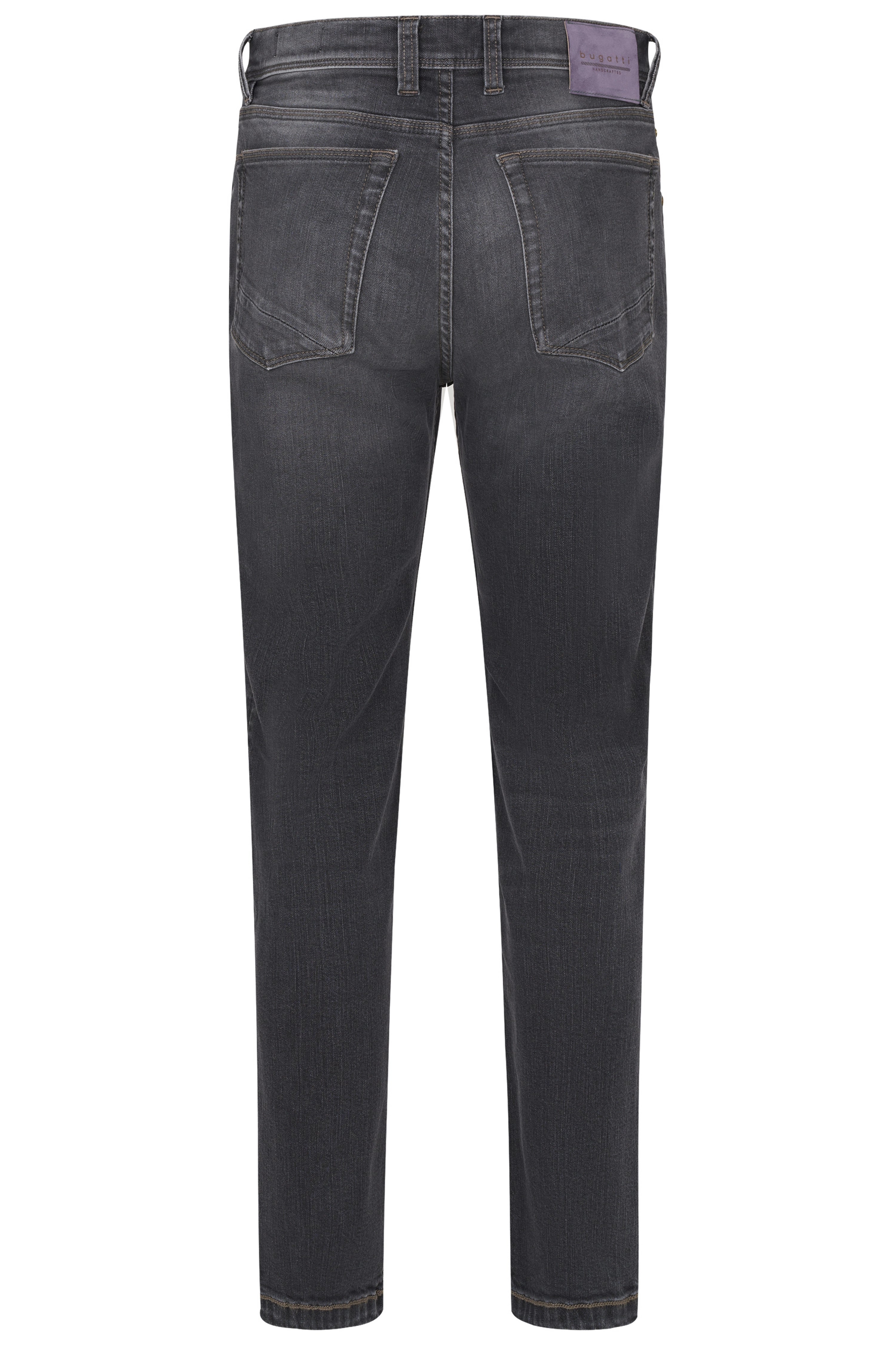 Graue bugatti Jeans, Rückansicht, legeres Design, hochwertige Verarbeitung.