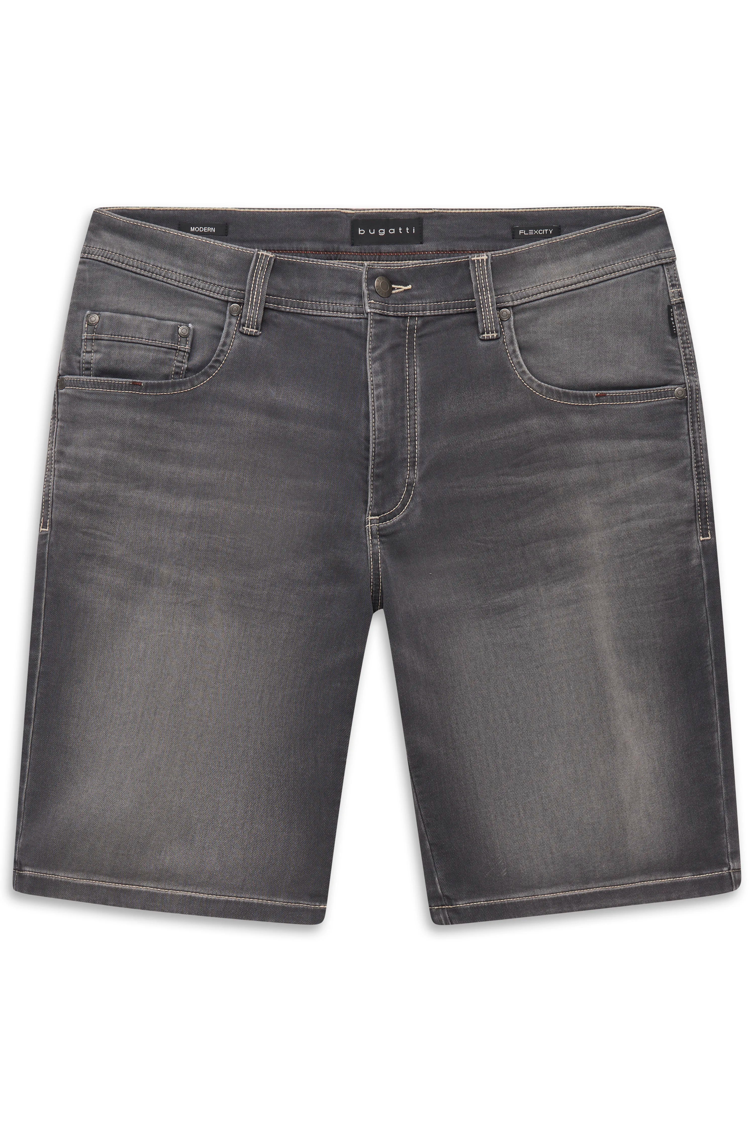 Graue bugatti Shorts aus Denim, legeres Büstenbild, klassischer Schnitt.