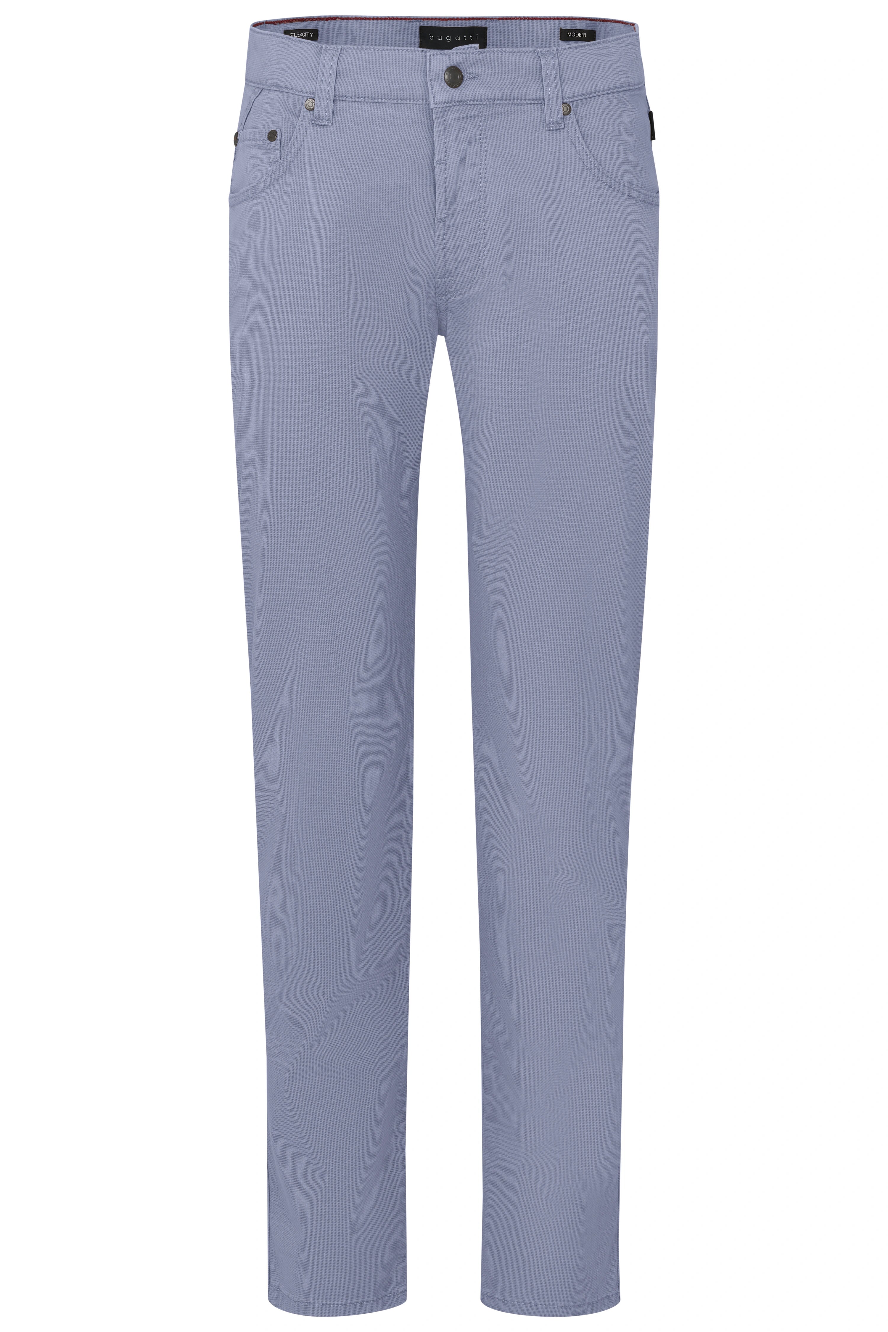 Lichtblauwe bugatti broek, buste, moderne pasvorm, tijdloze stijl, hoogwaardige materialen.