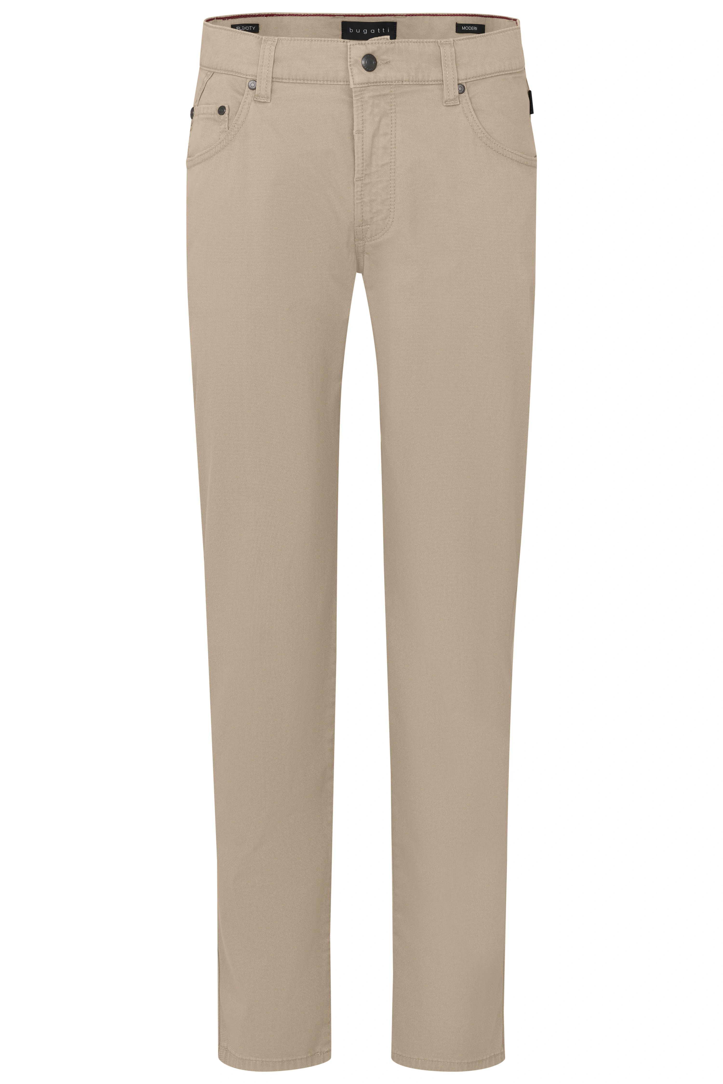 Beige bugatti broek, klassiek ontwerp, bustebeeld.