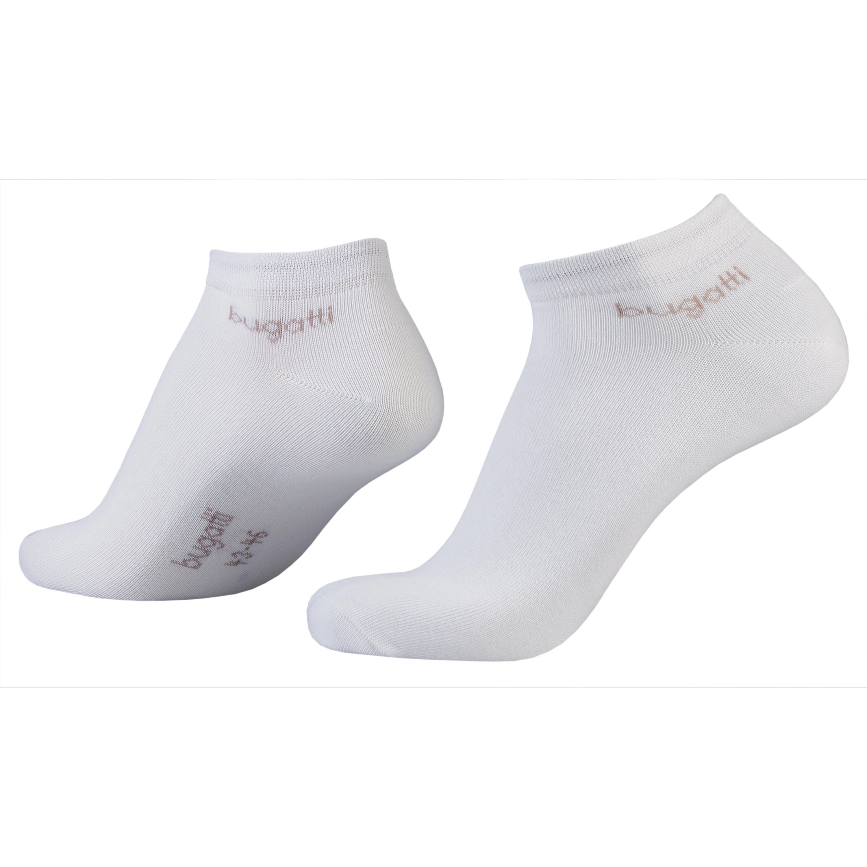 Weiße bugatti Sneakersocken, schlichtes Design, Büstenbild.