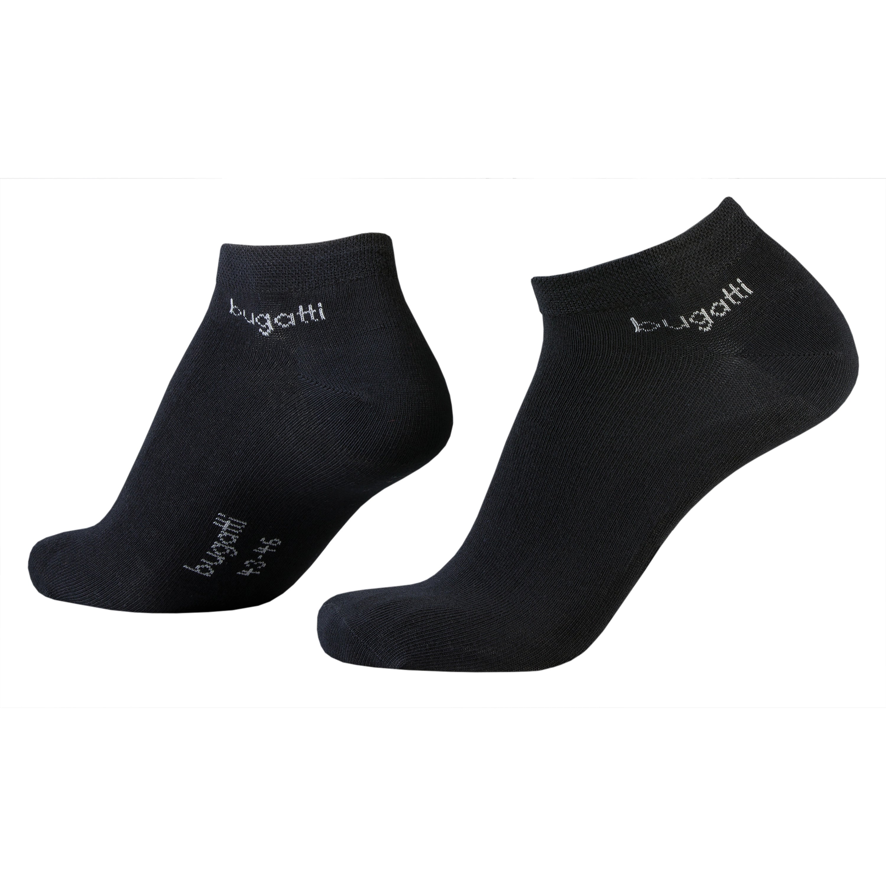 Schwarze bugatti Socken im legeren Stil, ohne Muster, Büstenbild.