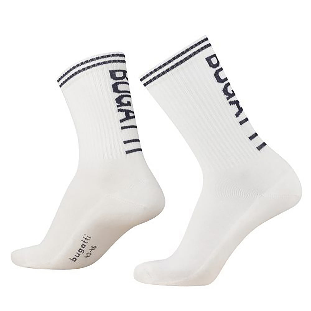 Sports socks (2-pack) with striking striped design and large logo lettering in white