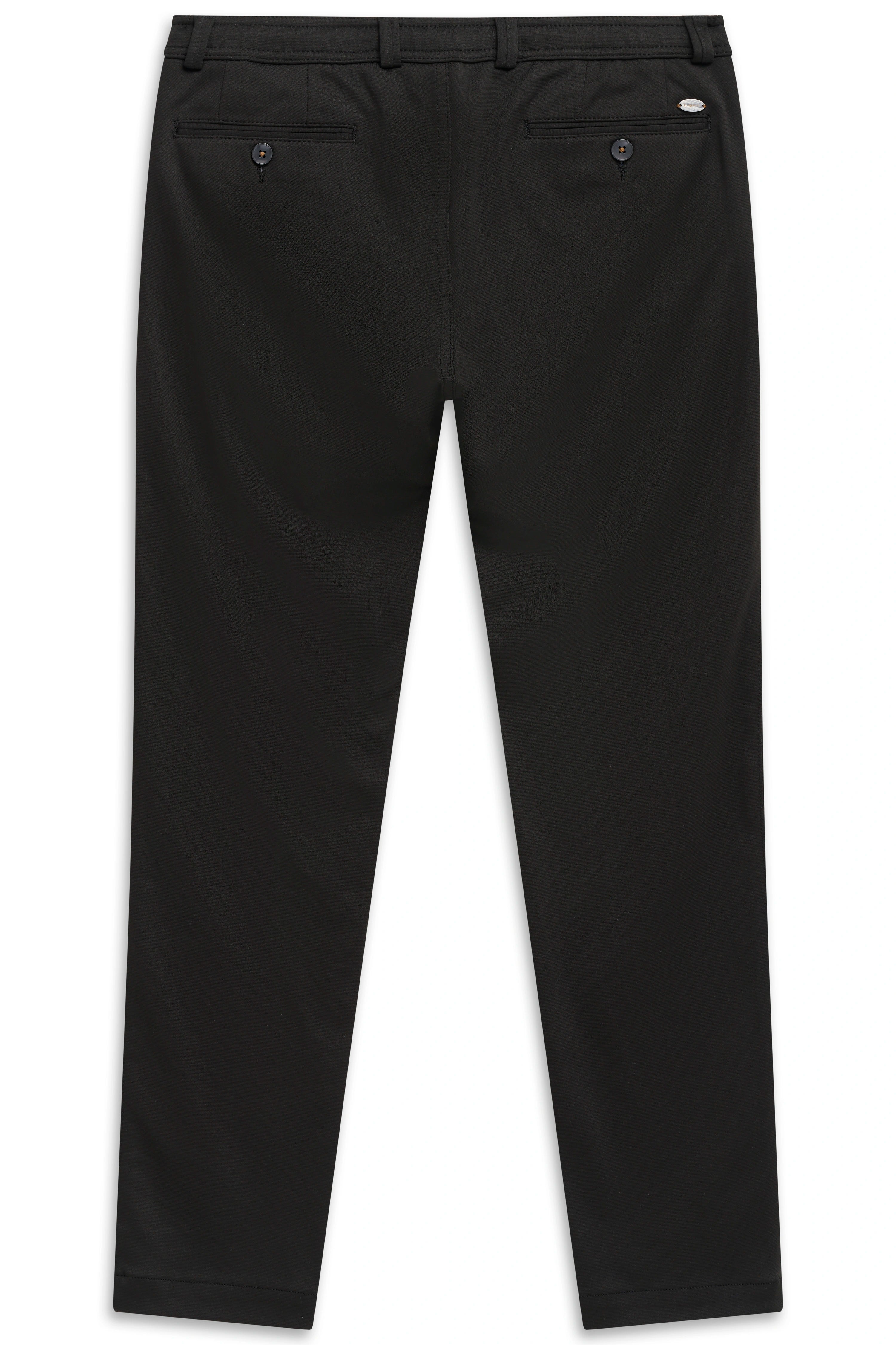 Schwarze bugatti Hose, Rückansicht, mit Knopfdetails, legeres Design.
