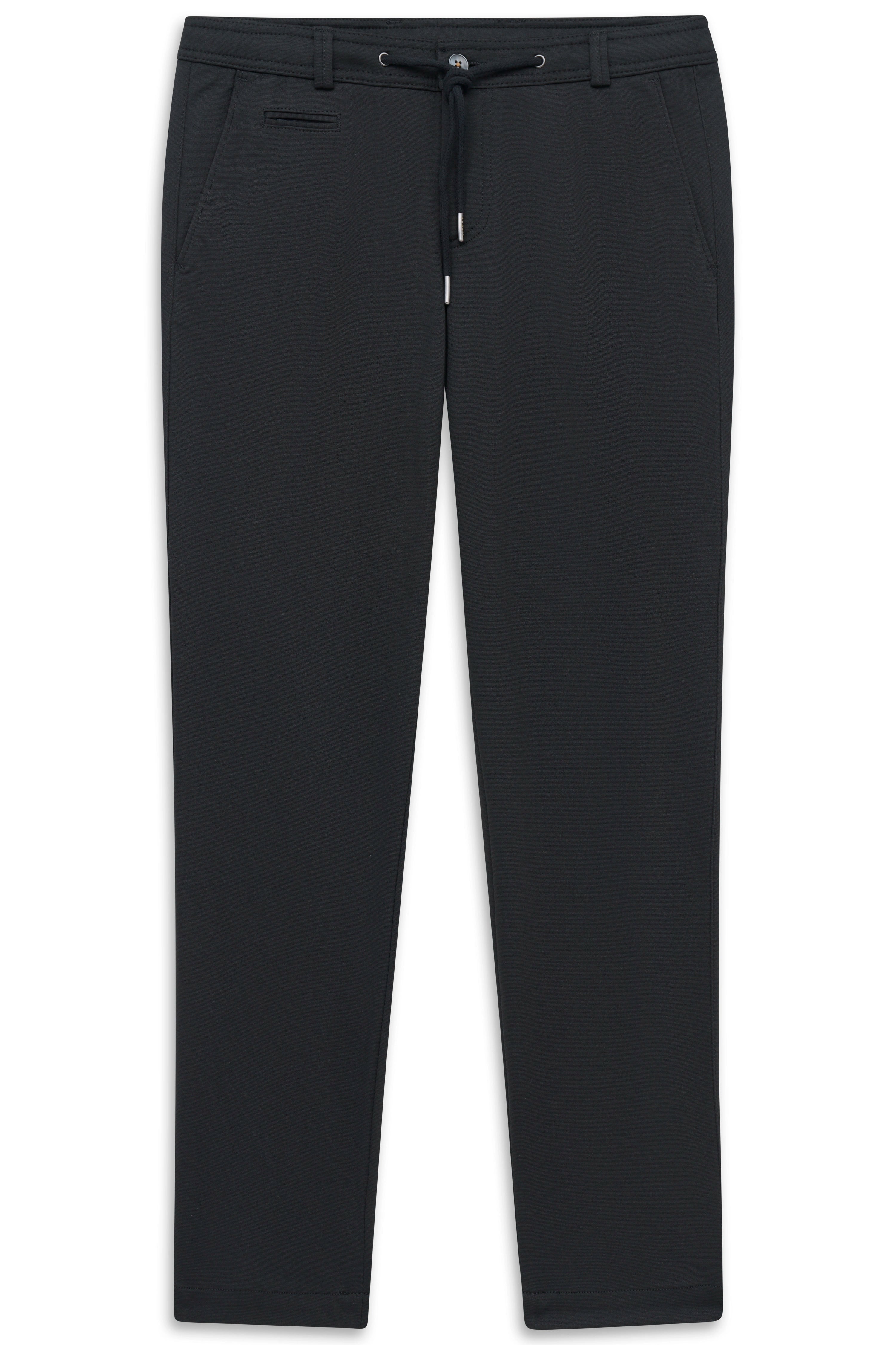 Schwarze bugatti Hose, legeres Bild, elegante Passform mit Kordelzug und Taschen.