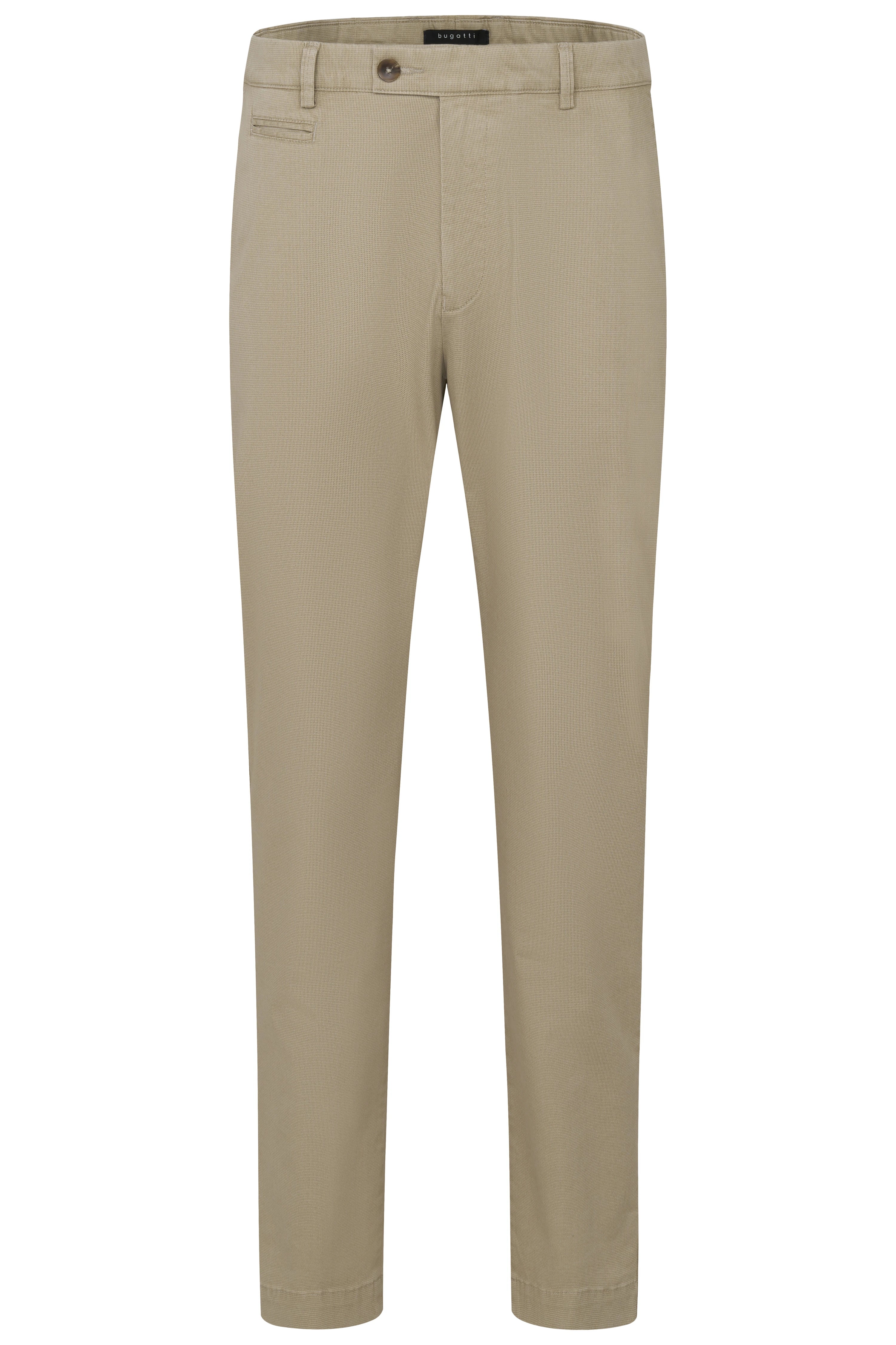 Beige bugatti Chinohose, legeres Büstenbild, aus hochwertigem Material für zeitlosen Stil und Komfort.