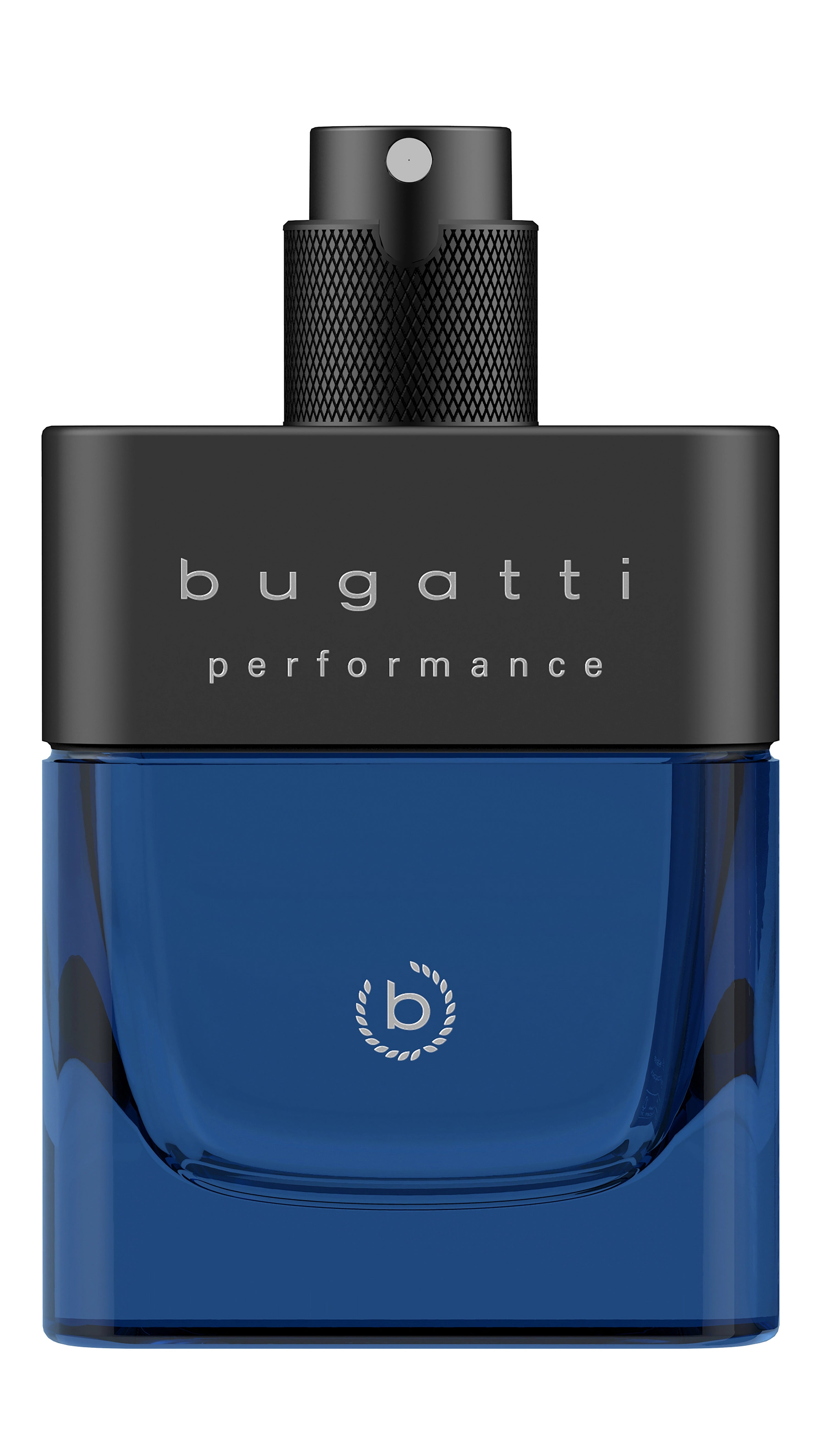 Bugatti Performance Duftflakon in Blau und Schwarz.