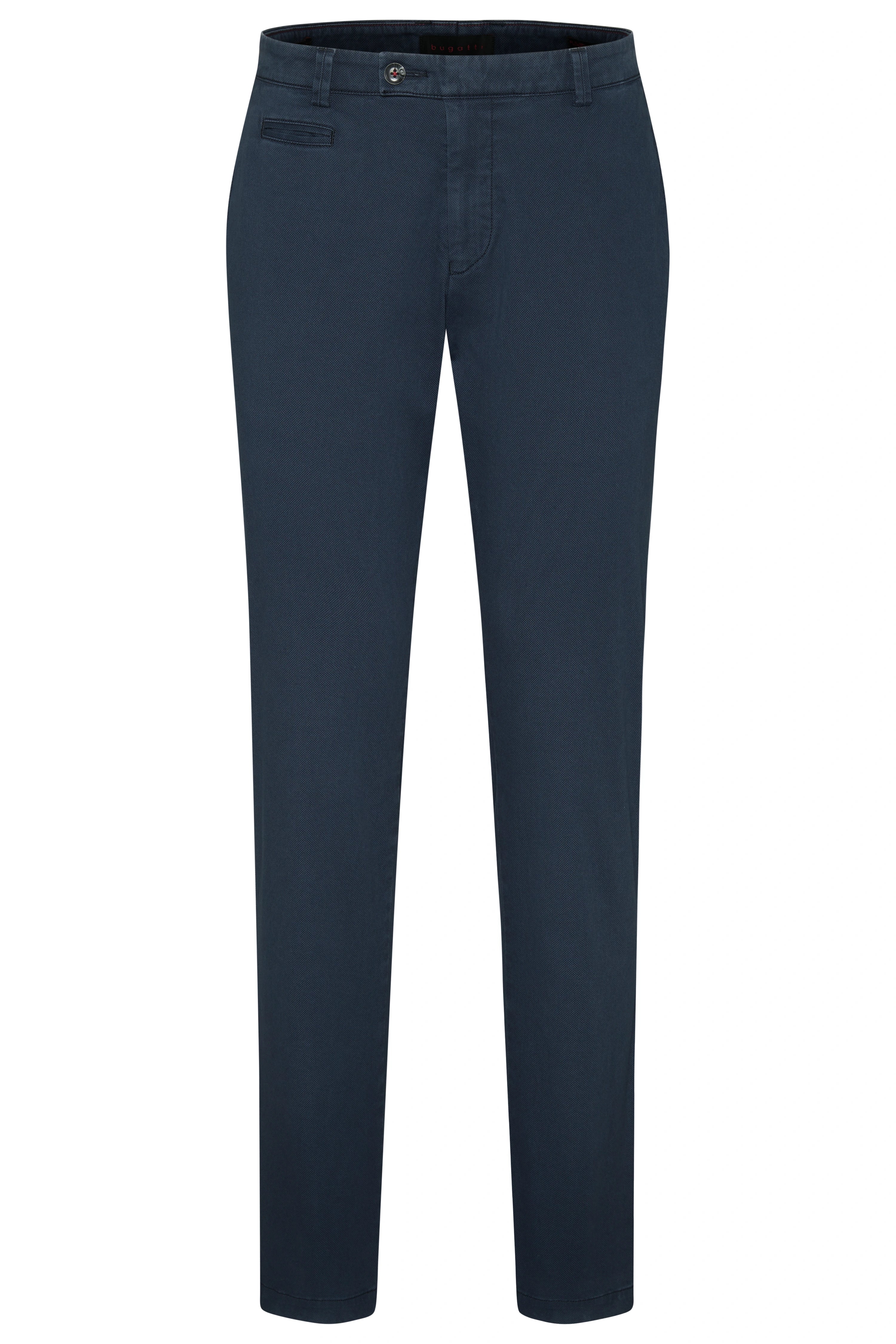 Donkerblauwe bugatti chino, ontspannen buste, stijlvol ontwerp.