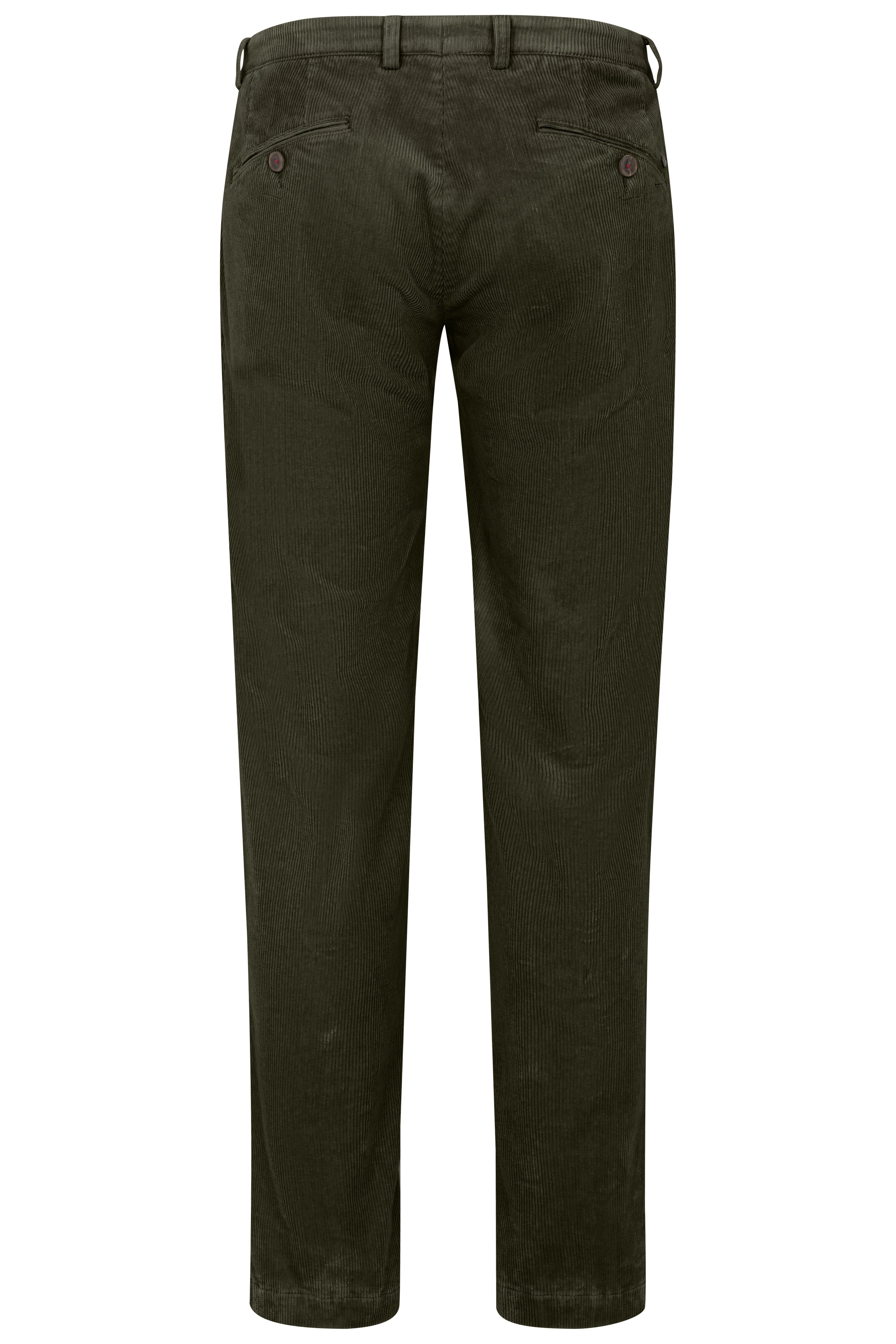 Grüne Cordhose von bugatti in legerem Büstenbild, stilvoll und zeitlos elegant.