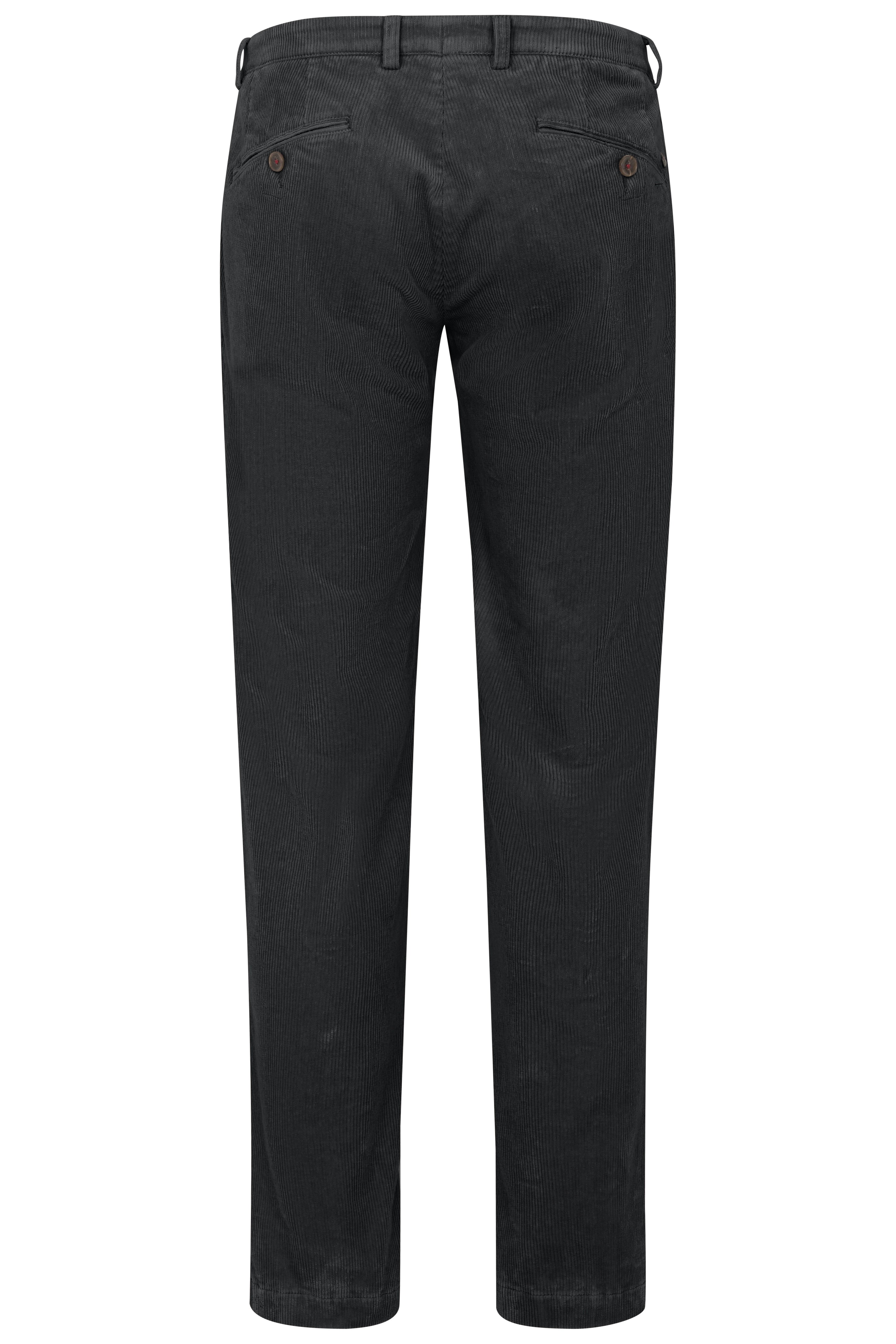 Schwarze bugatti Cordhose, legeres Büstenbild, klassische Rückansicht.