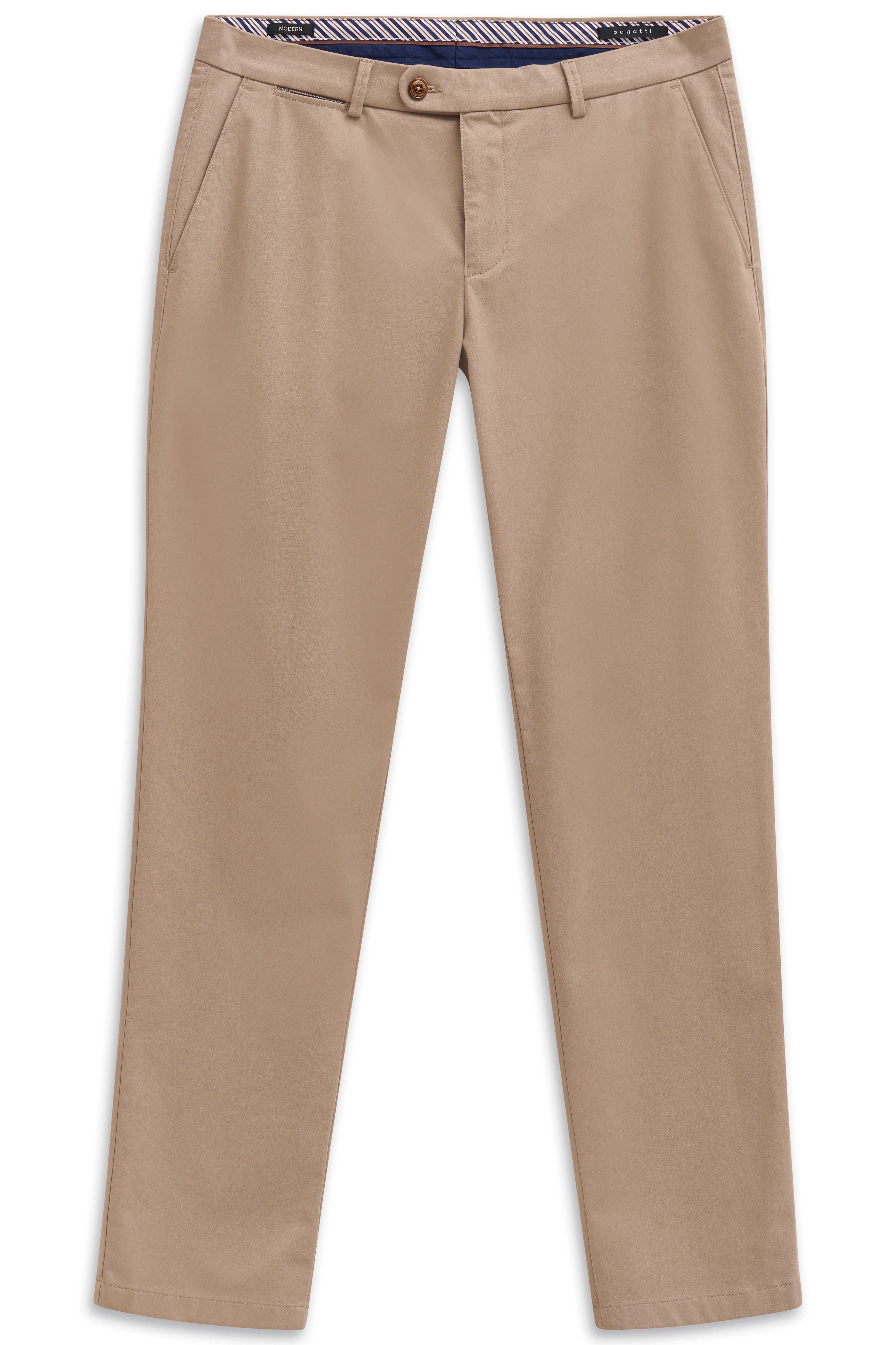 Beige Chino-Hose von bugatti, legeres Büstenbild, klassischer Stil.