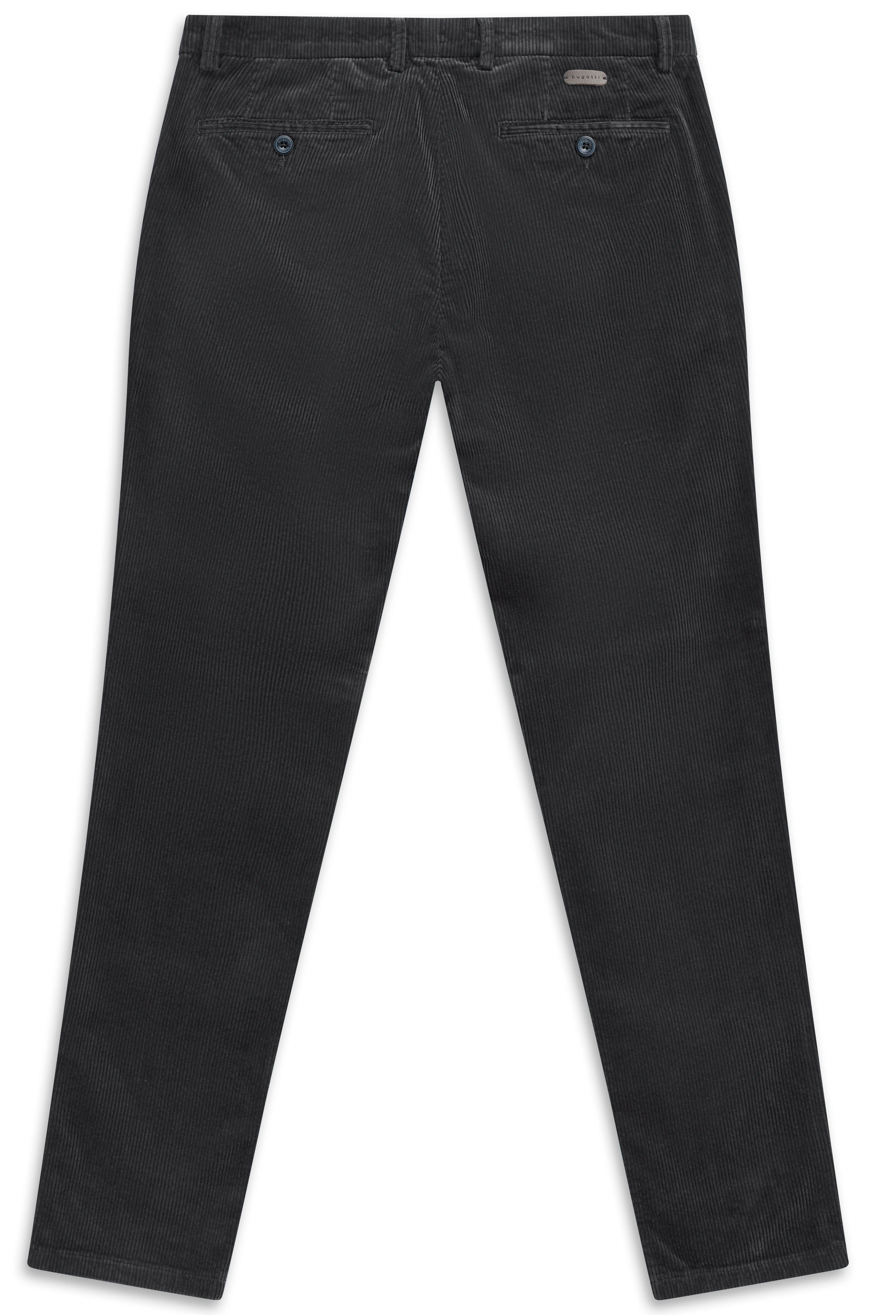 Schwarze Cordhose von bugatti, legeres Büstenbild, hochwertige Materialien, stilvoll und zeitlos.