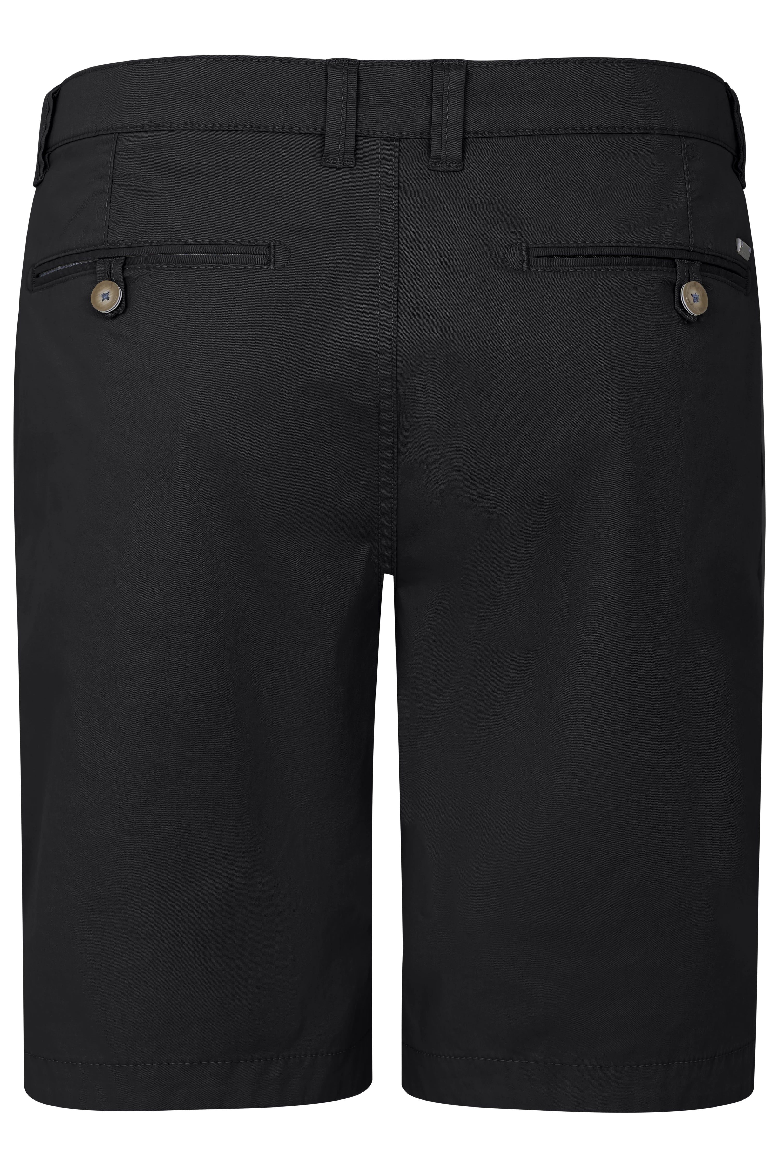 Schwarze bugatti Shorts, legeres Büstenbild, hochwertige Details und raffinierte Passform.