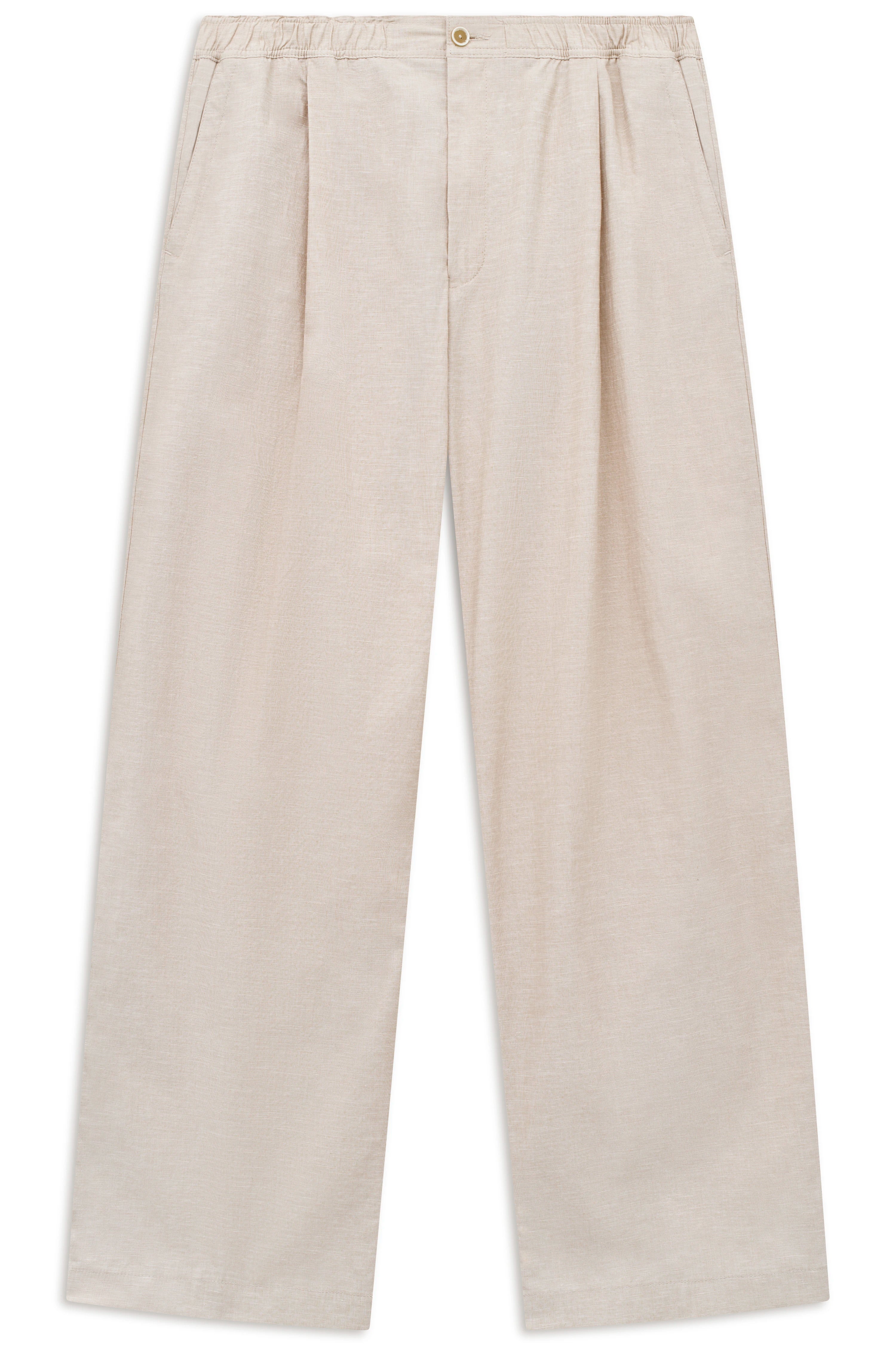 Beige, weite Hose von bugatti in Büstenansicht, ideal für elegantes, entspanntes Styling.