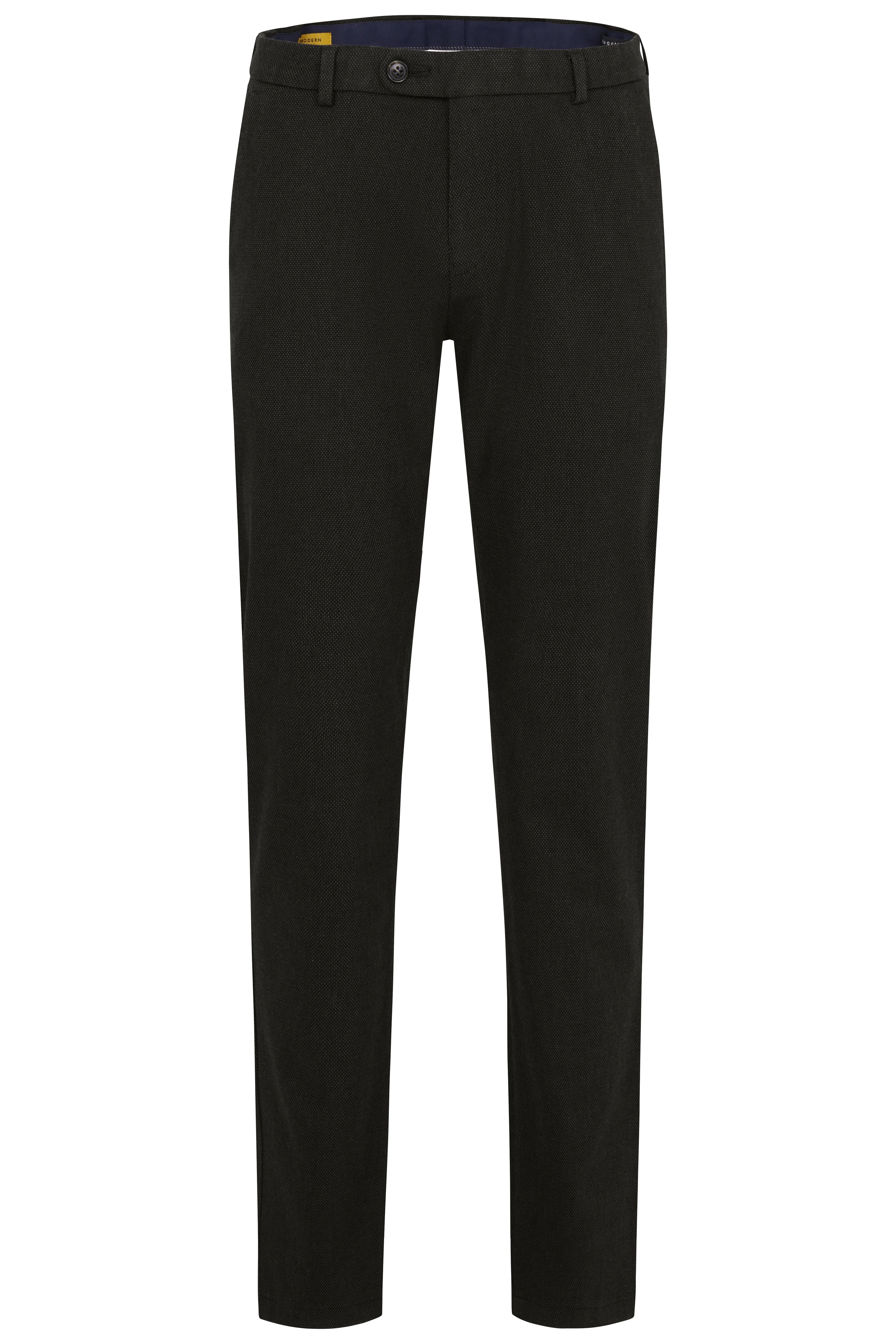 Schwarze bugatti Hose, elegantes Design, Büstenbild.