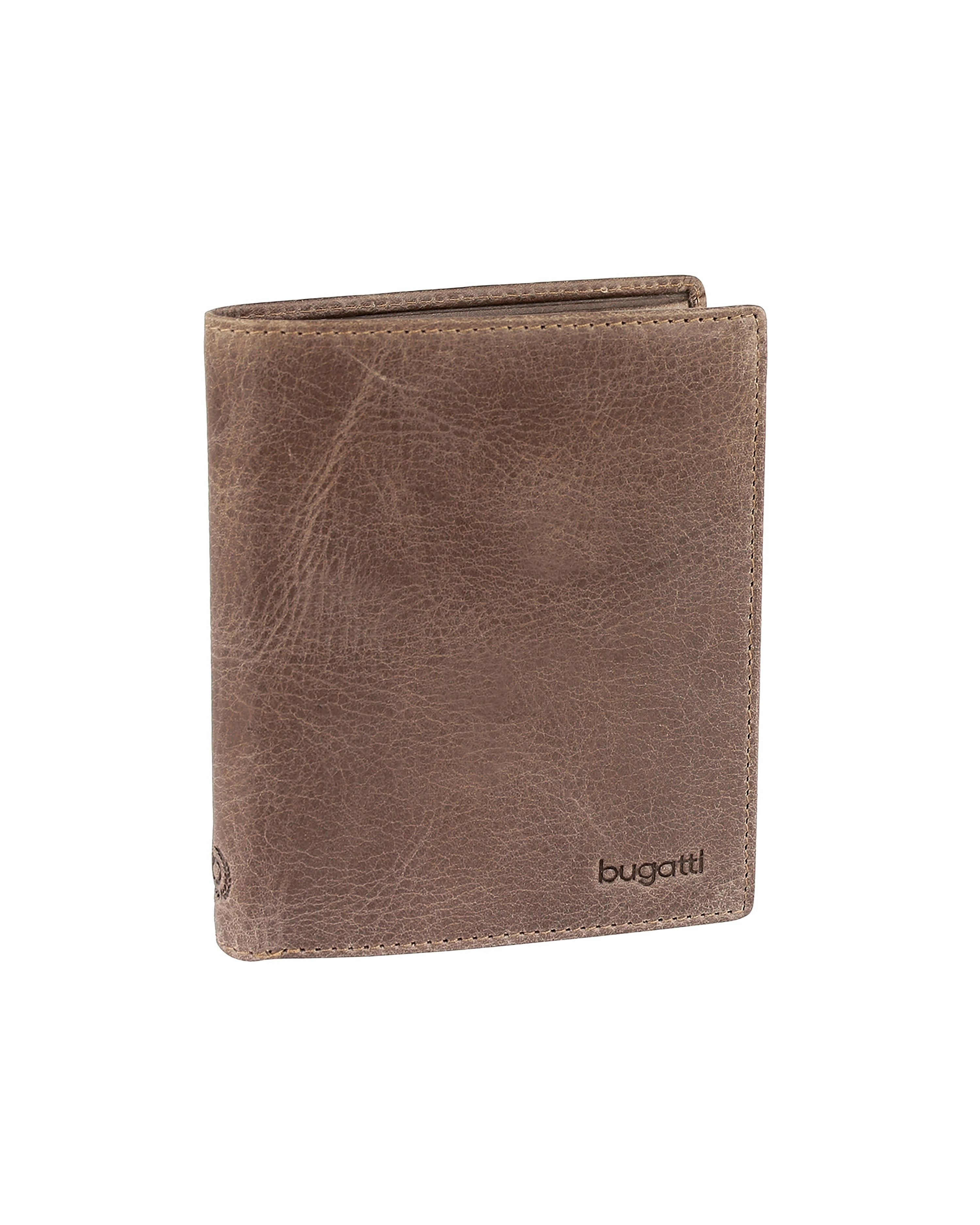 Braune Leder-Geldbörse von bugatti mit natürlicher Textur, stilvolles und zeitloses Accessoire.