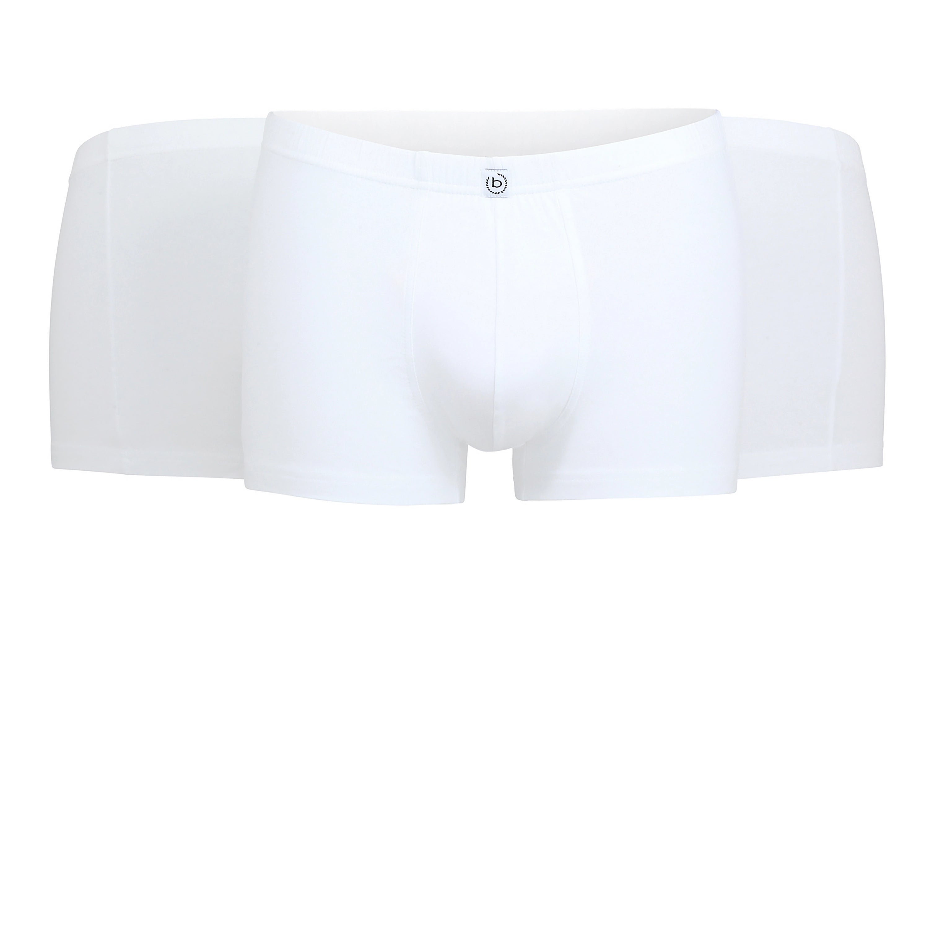 Weiße bugatti Boxershorts im Dreierpack, Büstenbild, stilvoll und bequem.