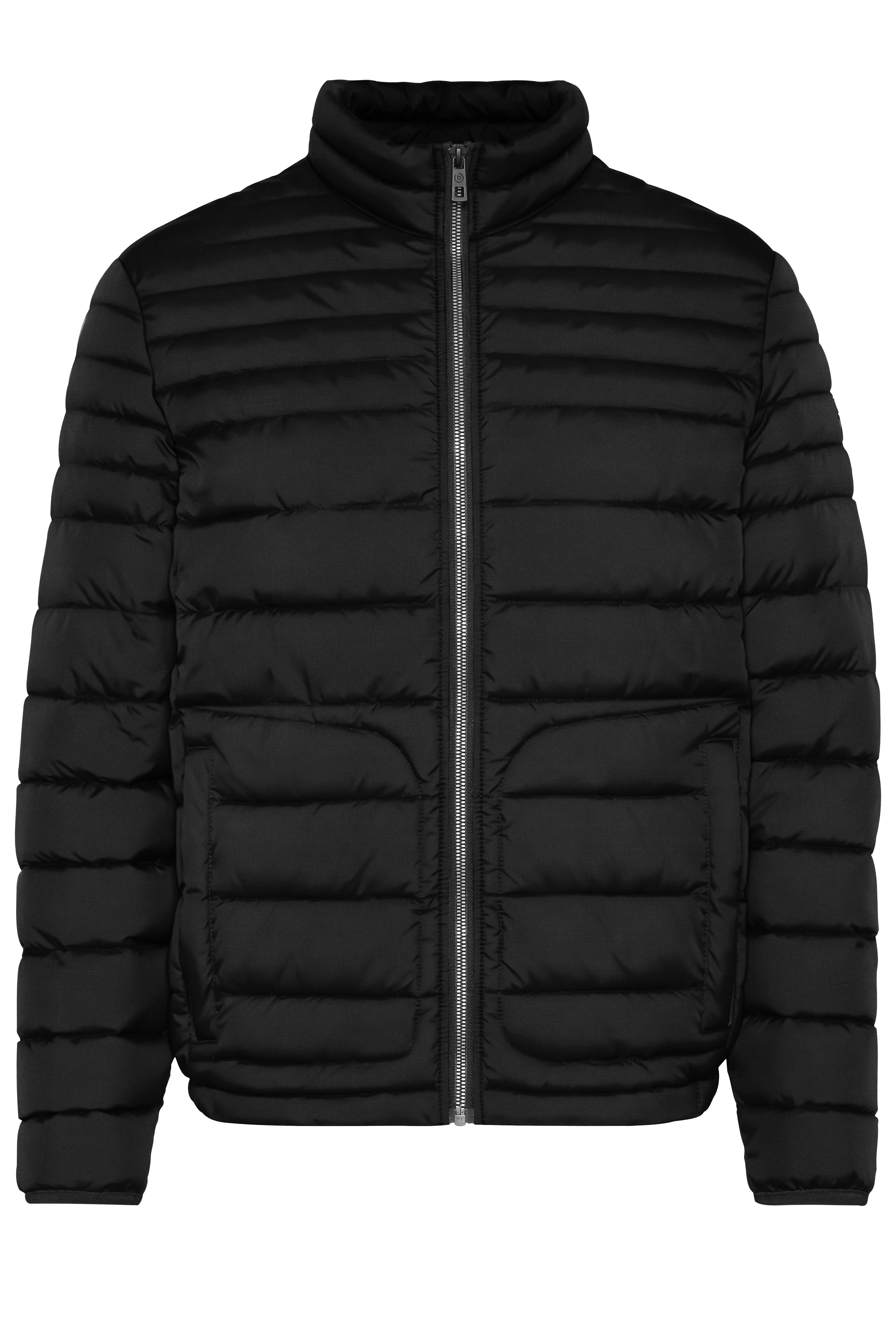 Schwarze bugatti Steppjacke, Frontansicht, stehend, ohne Model, moderner Stil.