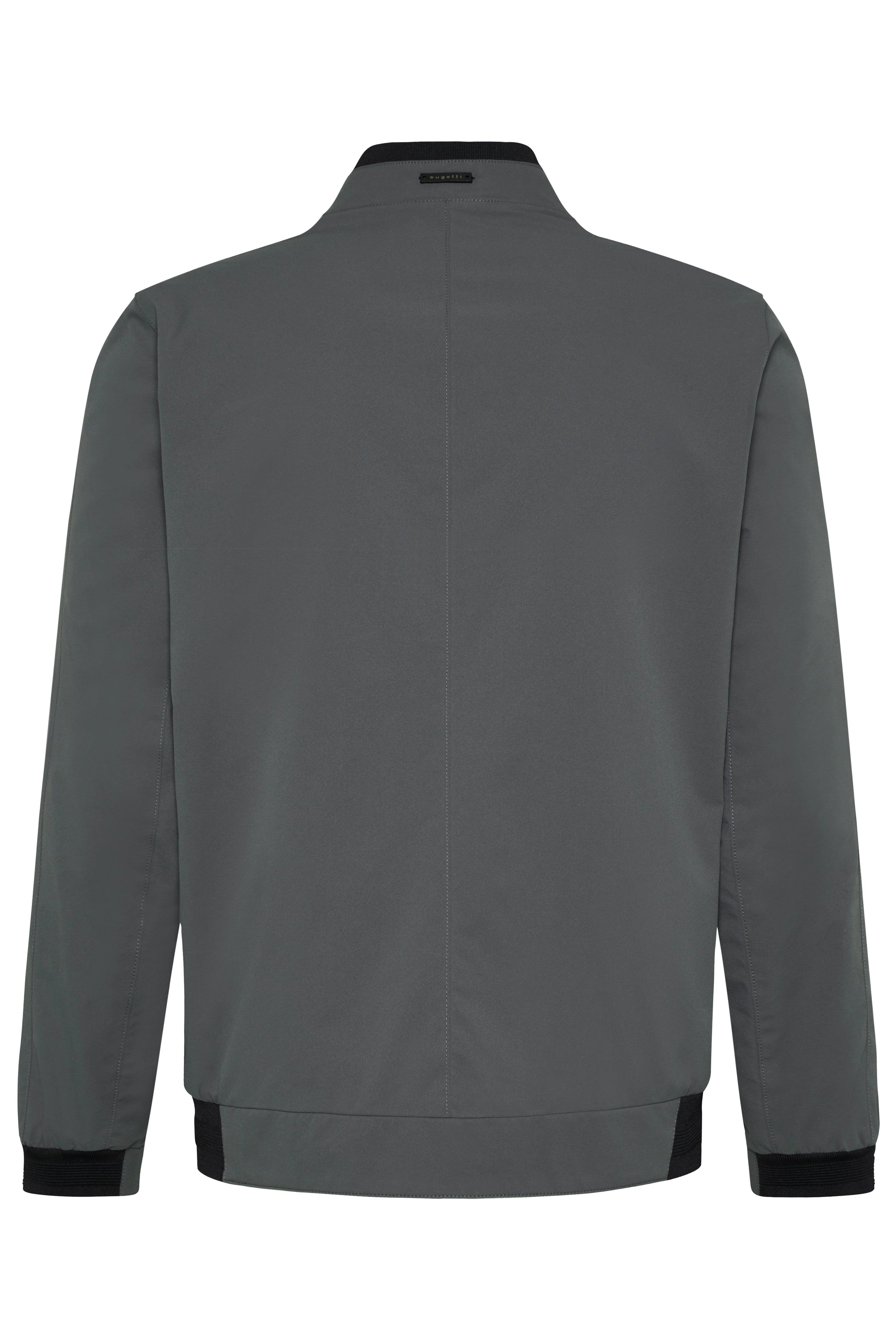 Graue bugatti Jacke, legeres Büstenbild, minimalistisches Design, zeitlose Eleganz und Stil.