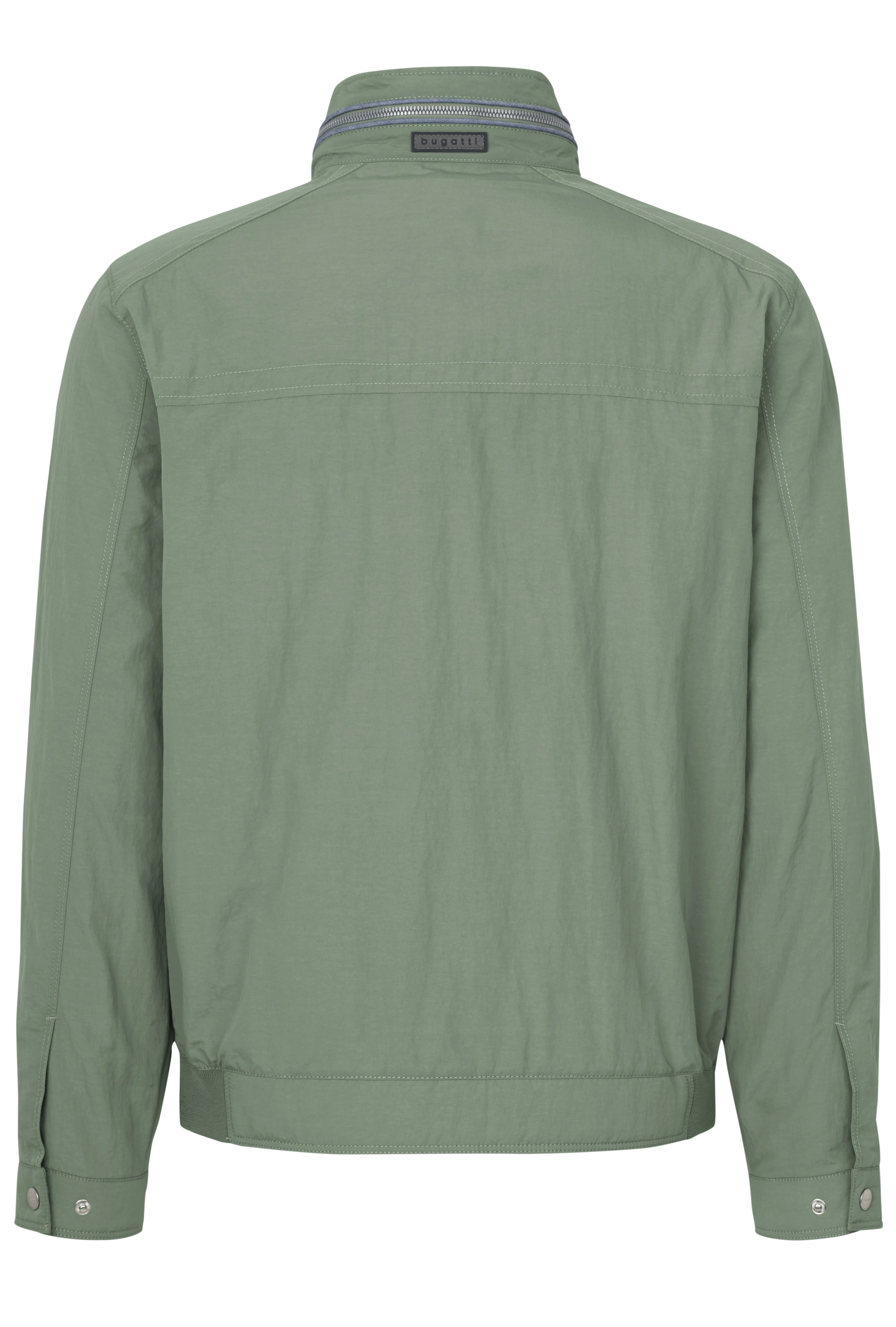Grüne bugatti Jacke aus hochwertigem Stoff, Rückansicht, Büstenbild.