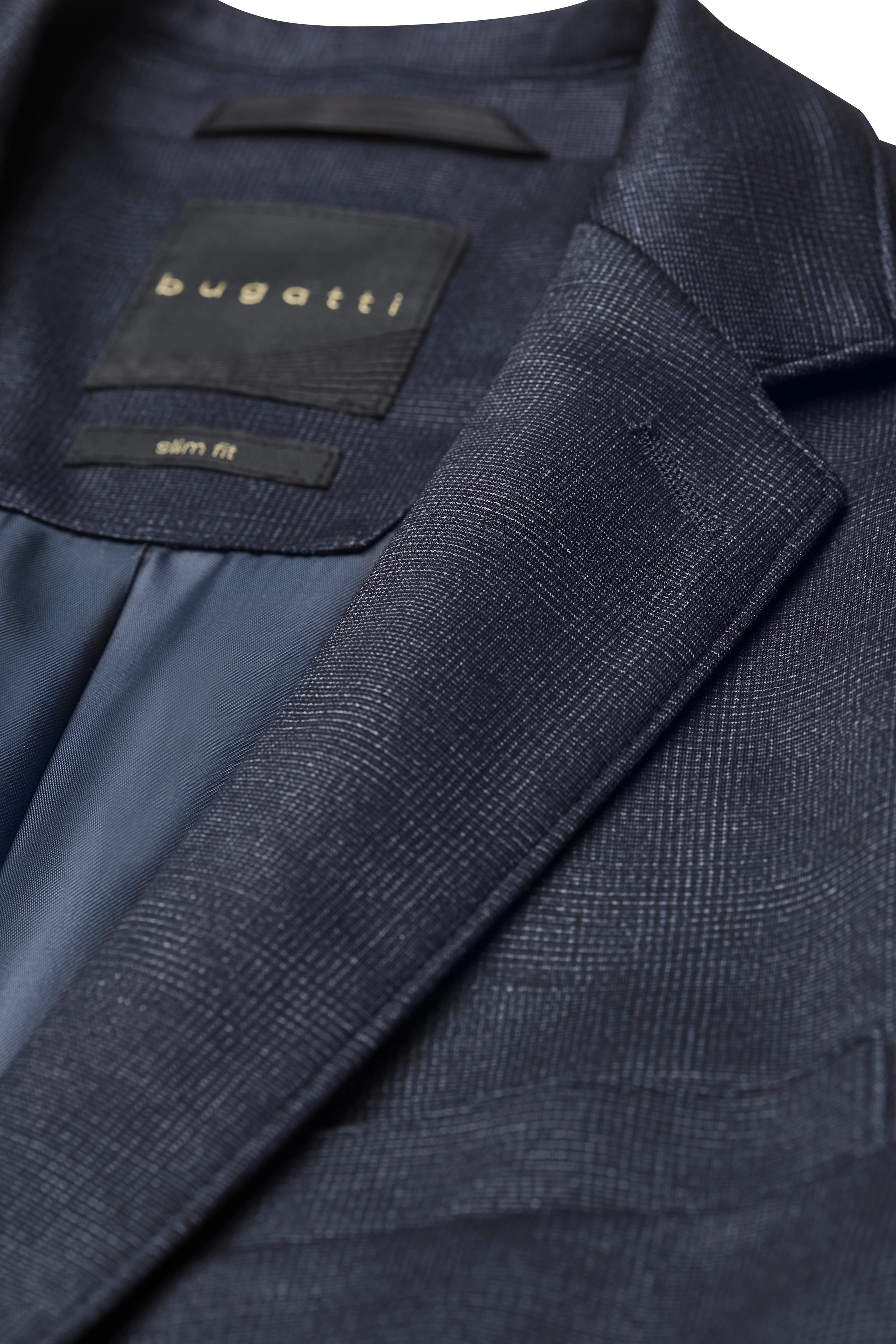 bugatti colbert, buste, donkerblauw patroon, slim fit, stijlvol en elegant.