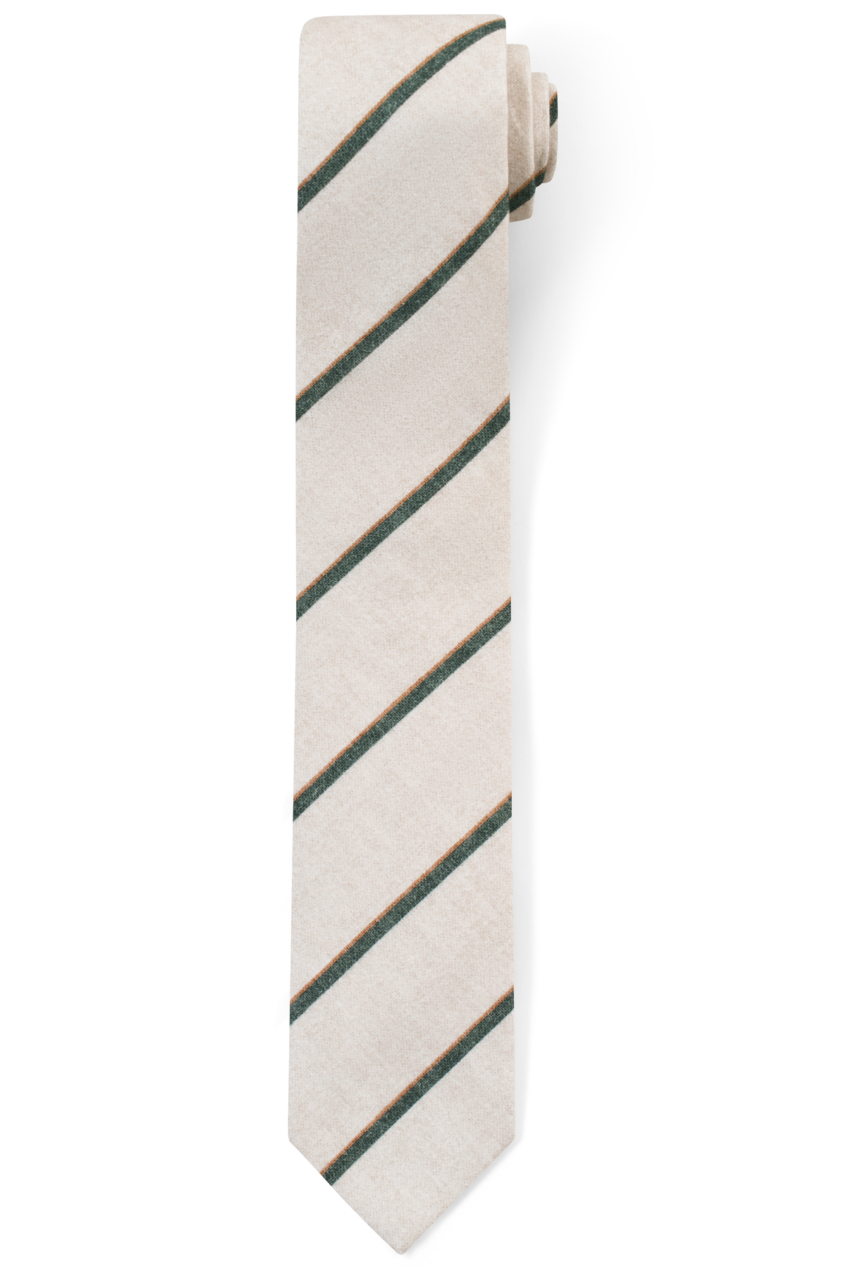 Krawatte mit diagonalen Streifen in Beige, Grün und Braun von bugatti.