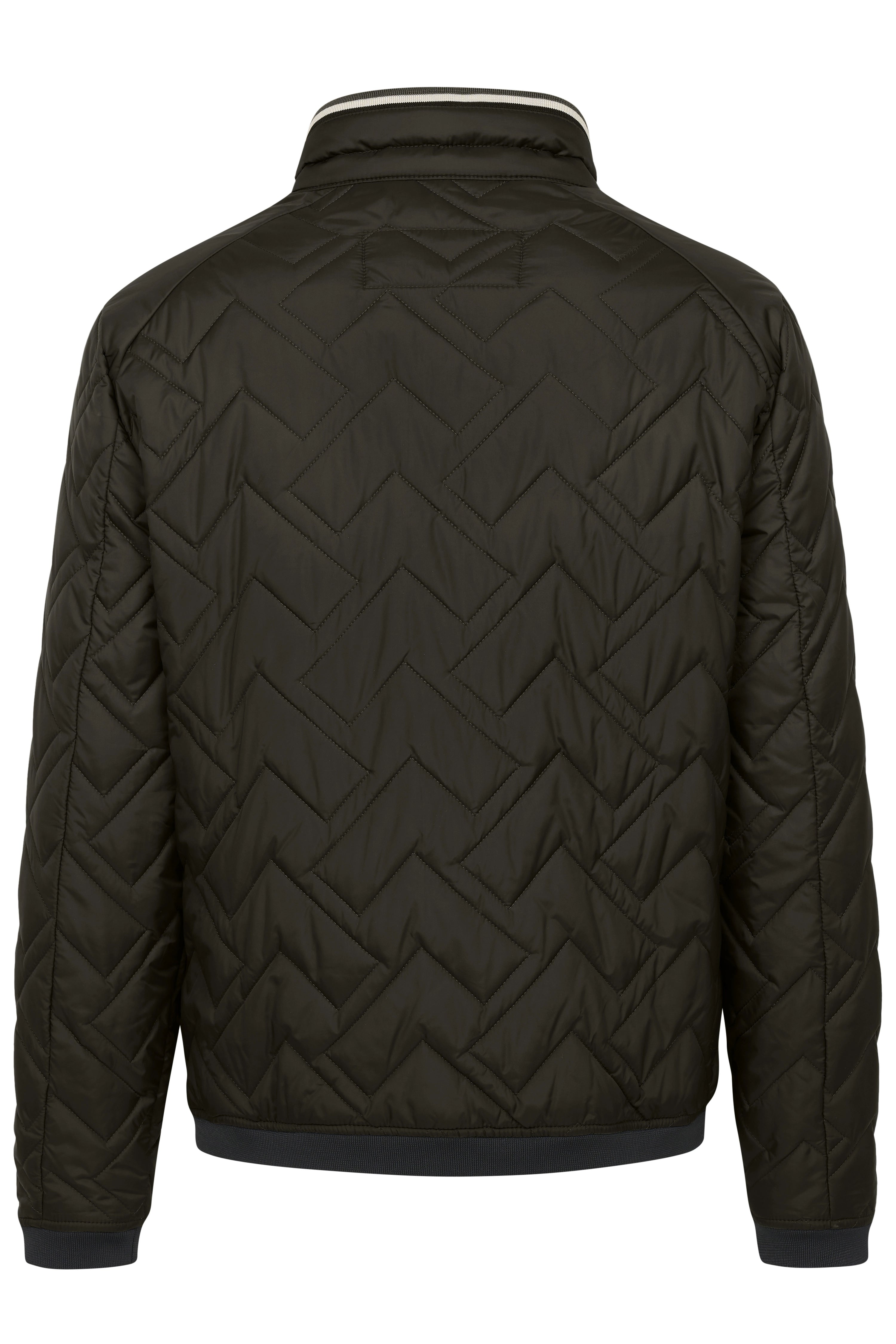 Steppjacke in Dunkelgrün mit Reißverschlussdetail, Büstenbild, zeitloses Design von bugatti.