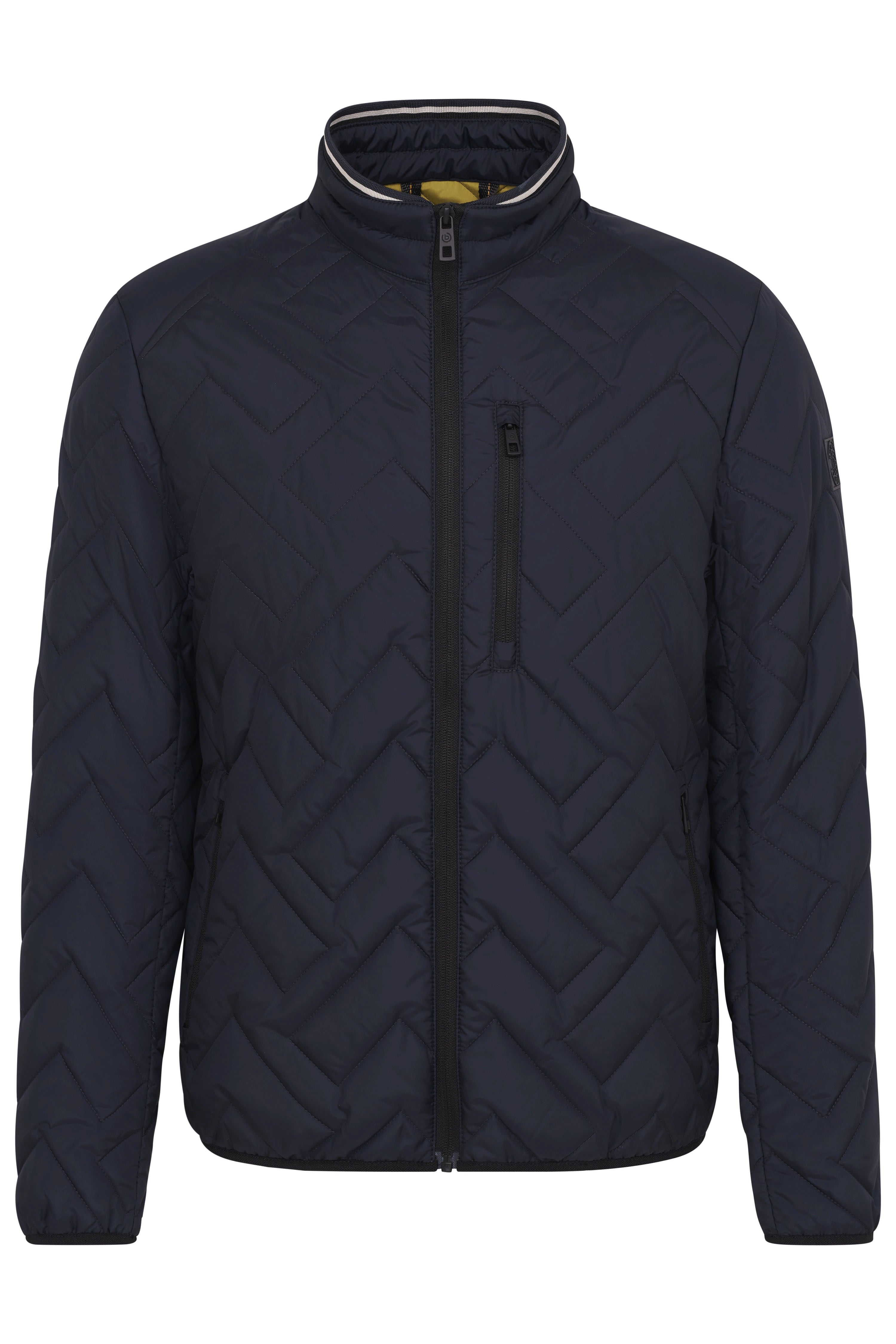Dunkelblaue bugatti Steppjacke, Büstenbild, Reißverschluss, elegantes, zeitloses Design.