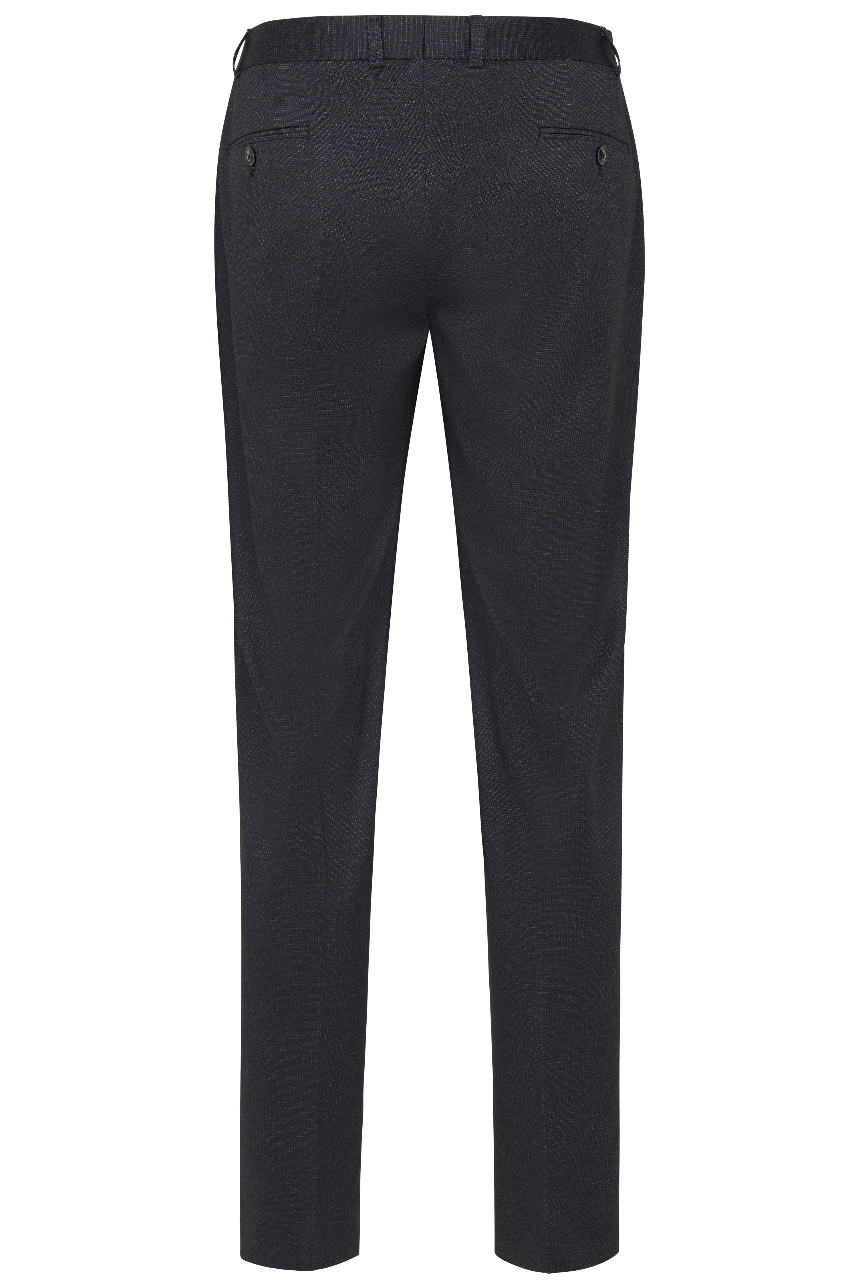 Dark grey bugatti trousers, classic design, bust view.