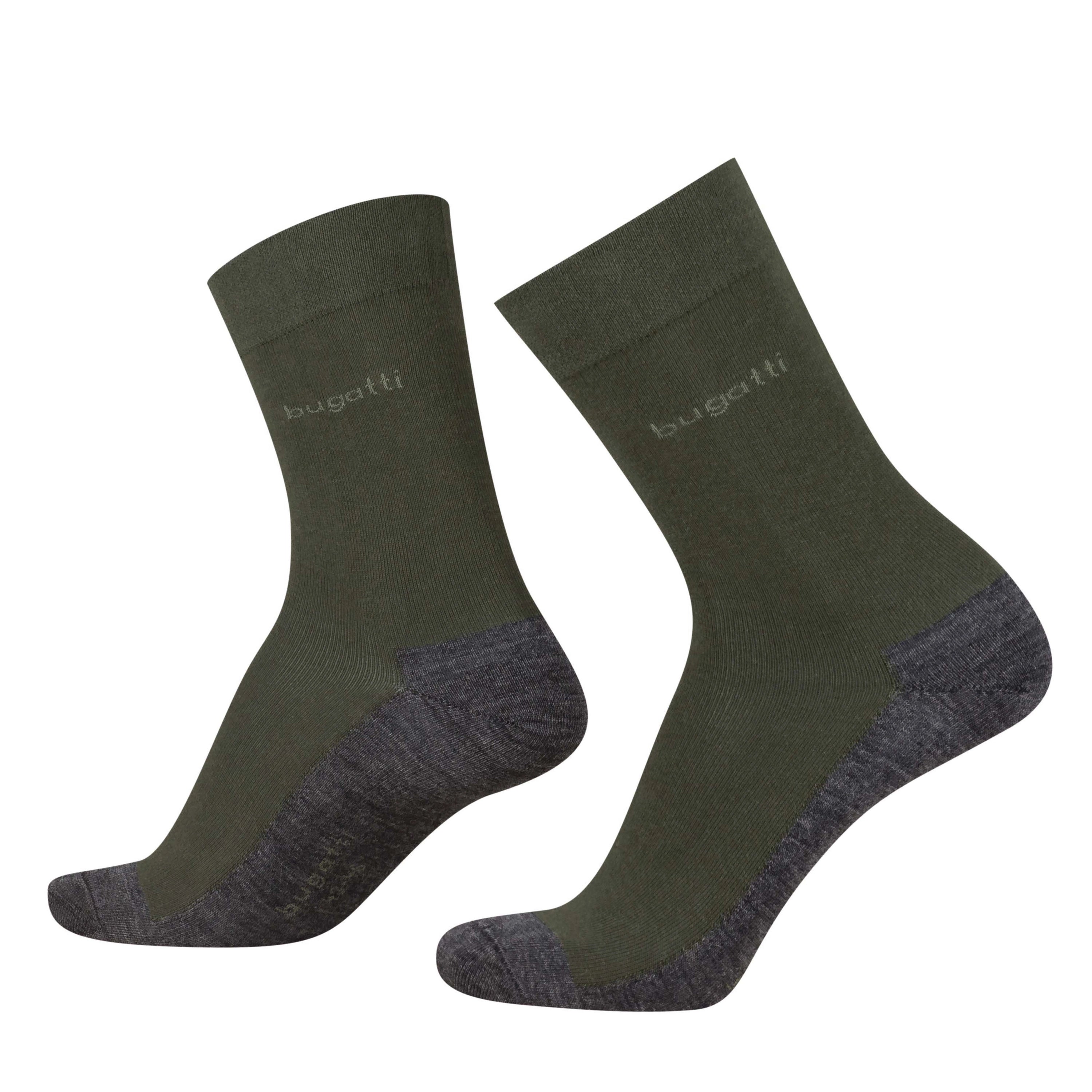 Grüne bugatti Socken mit grauen Akzenten, Produktbild, stilvoll und hochwertig.