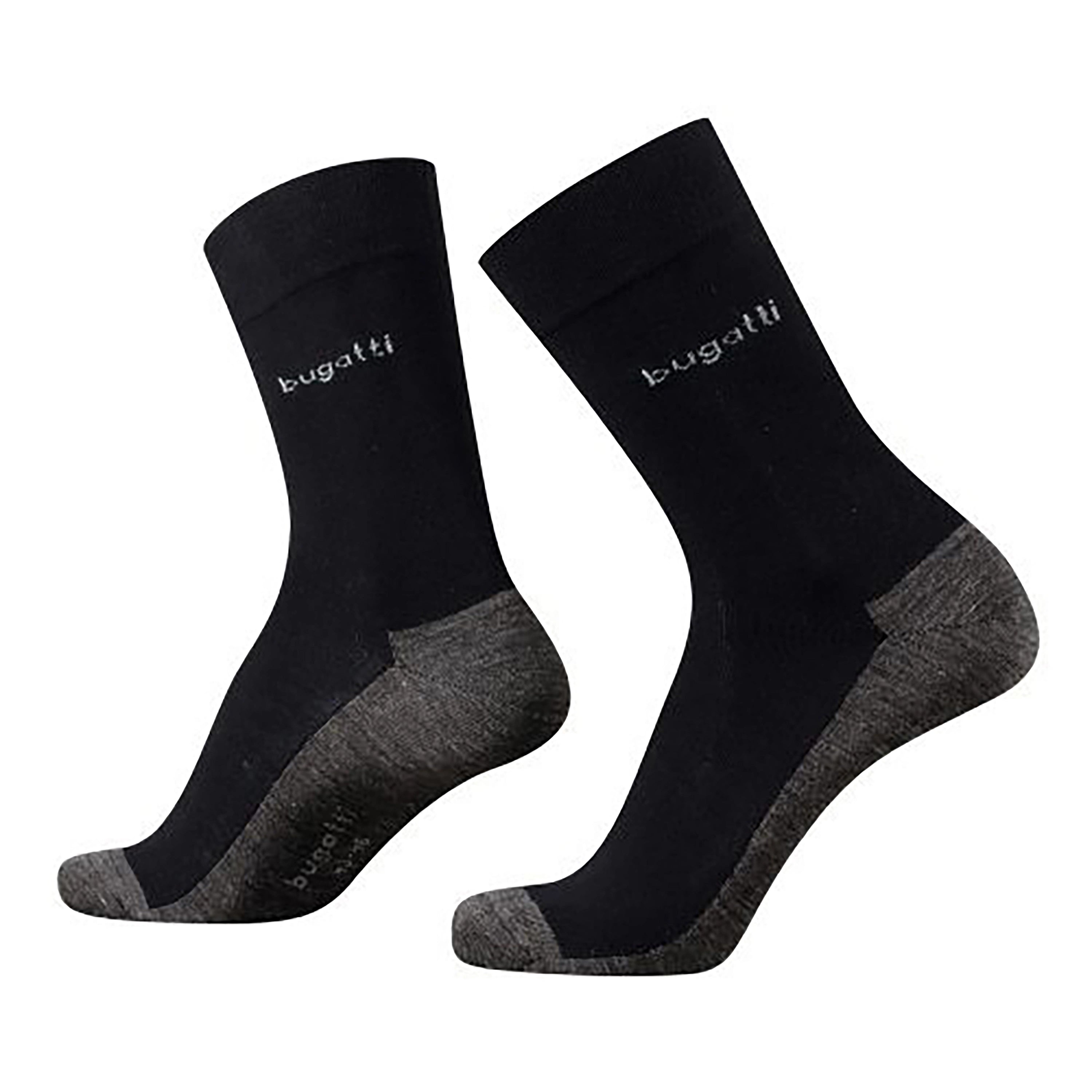 bugatti Socken in Schwarz mit grauen Akzenten, Büstenbild, elegantes Design für stilvolle Looks.