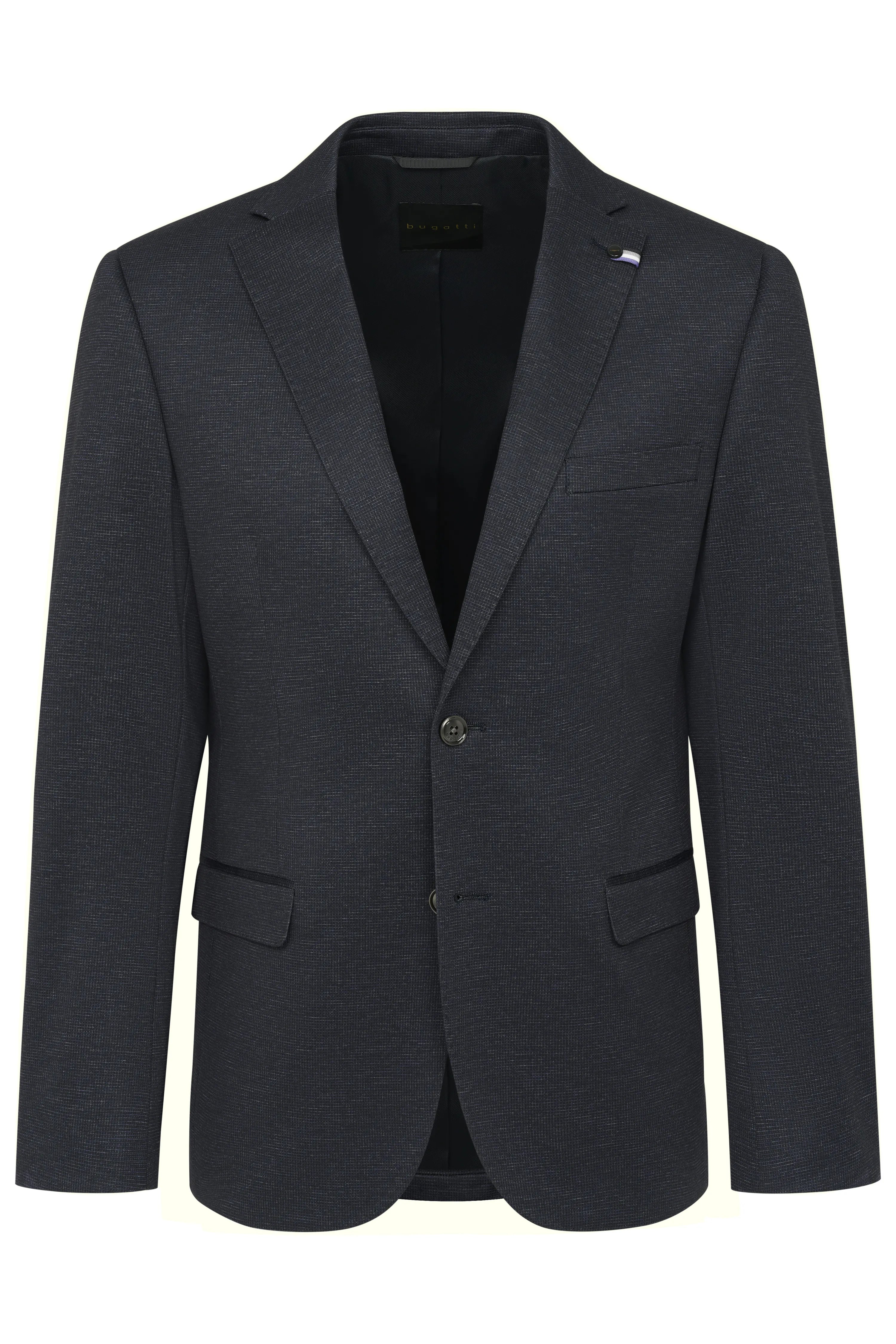 bugatti blazer in dark blue, elegant design, bust view.