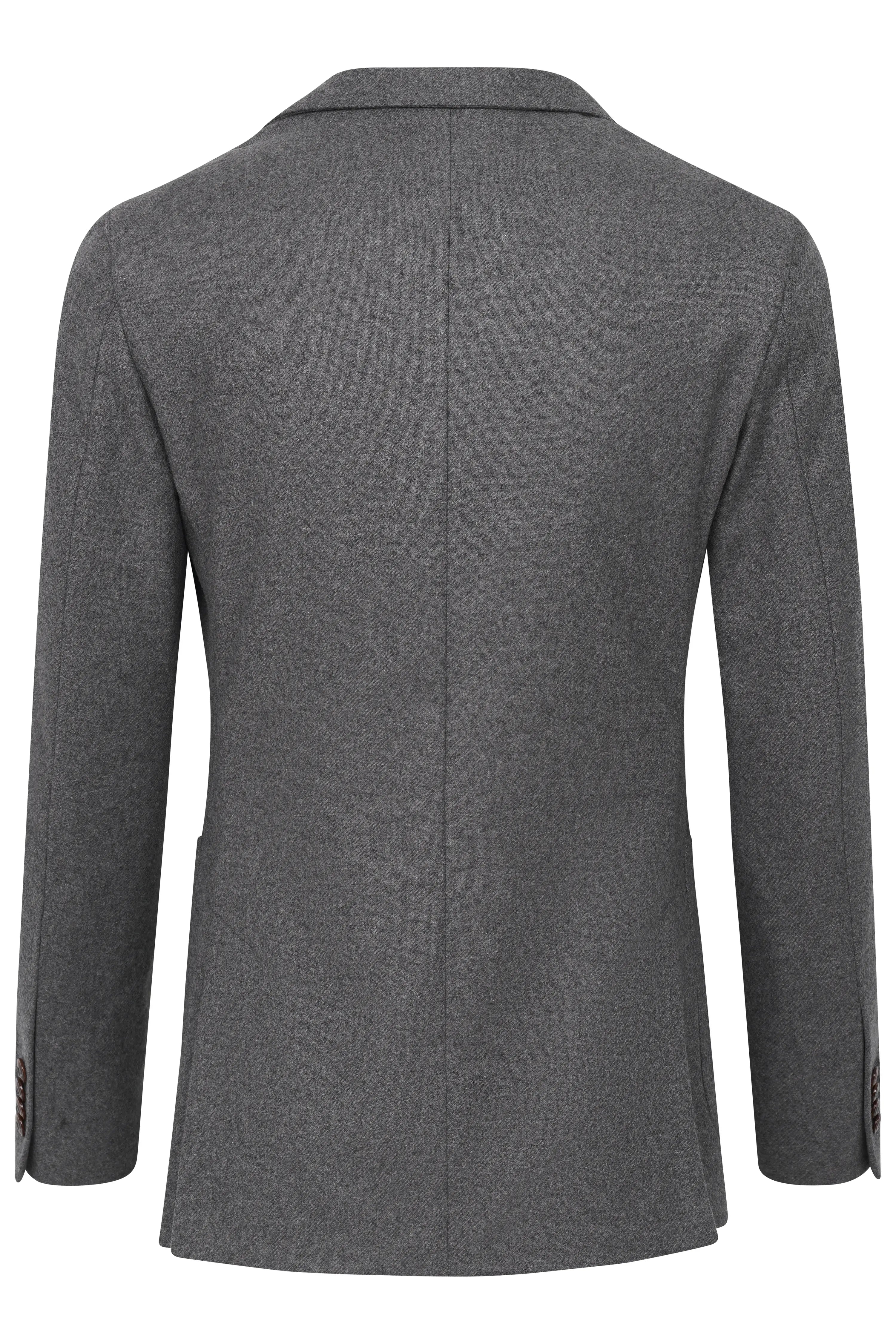 Grauer bugatti Blazer Rückansicht, schlichtes Design, hochwertiges Material, Büstenbild.