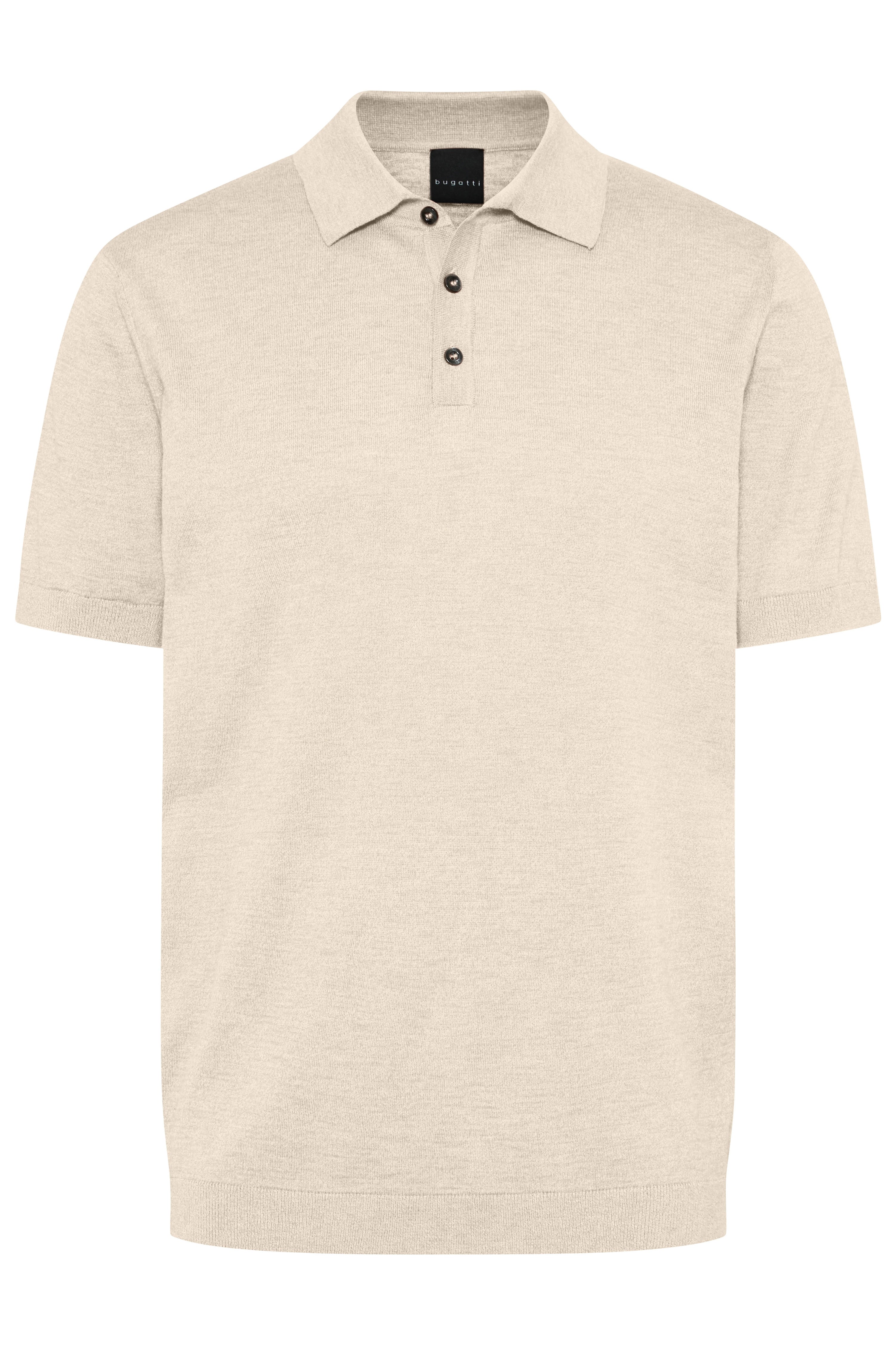 Beige bugatti polo shirt in cotton blend, bust view, classic elegant style.