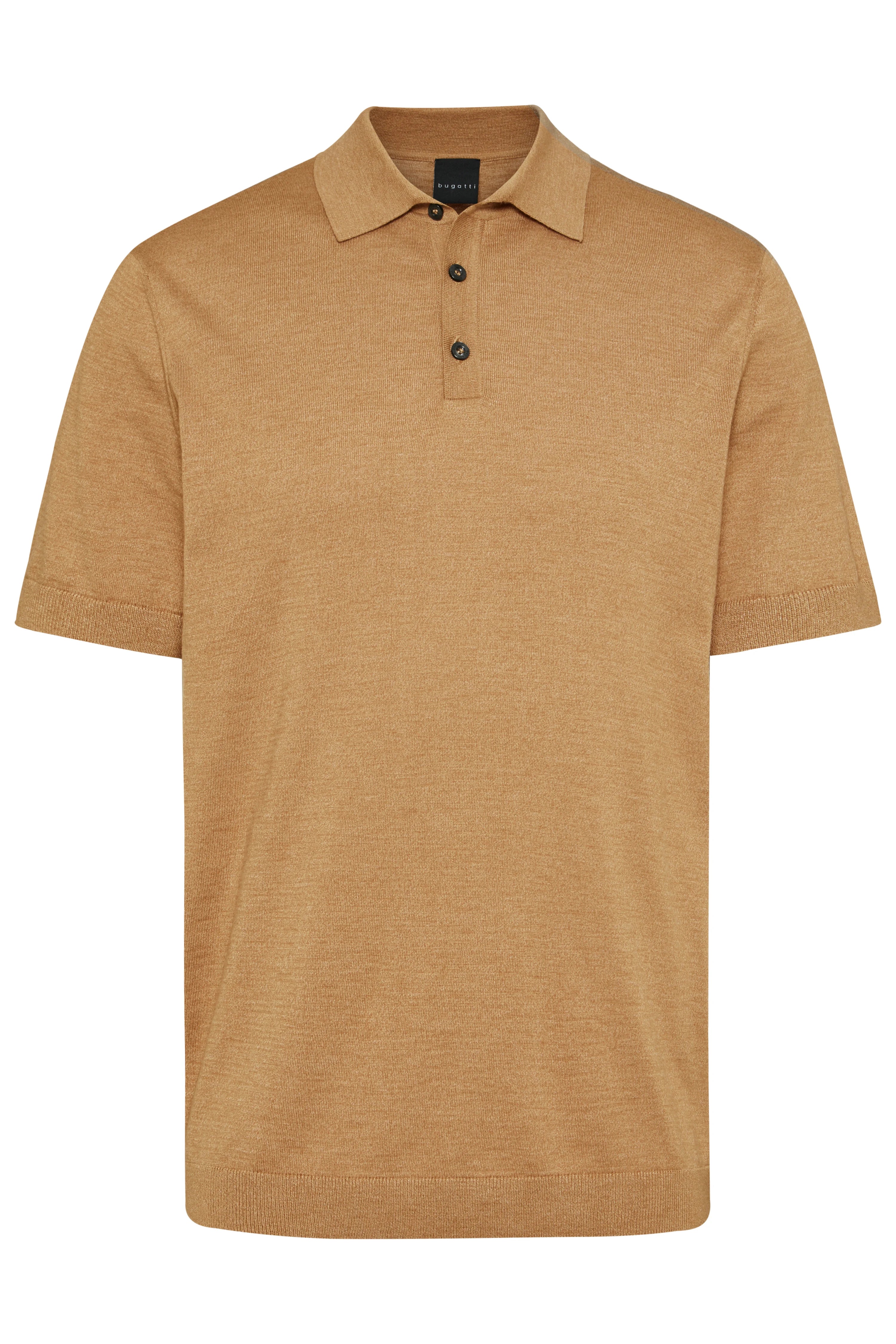 bugatti beige polo shirt, short sleeves, bust view, classic design, elegant look.