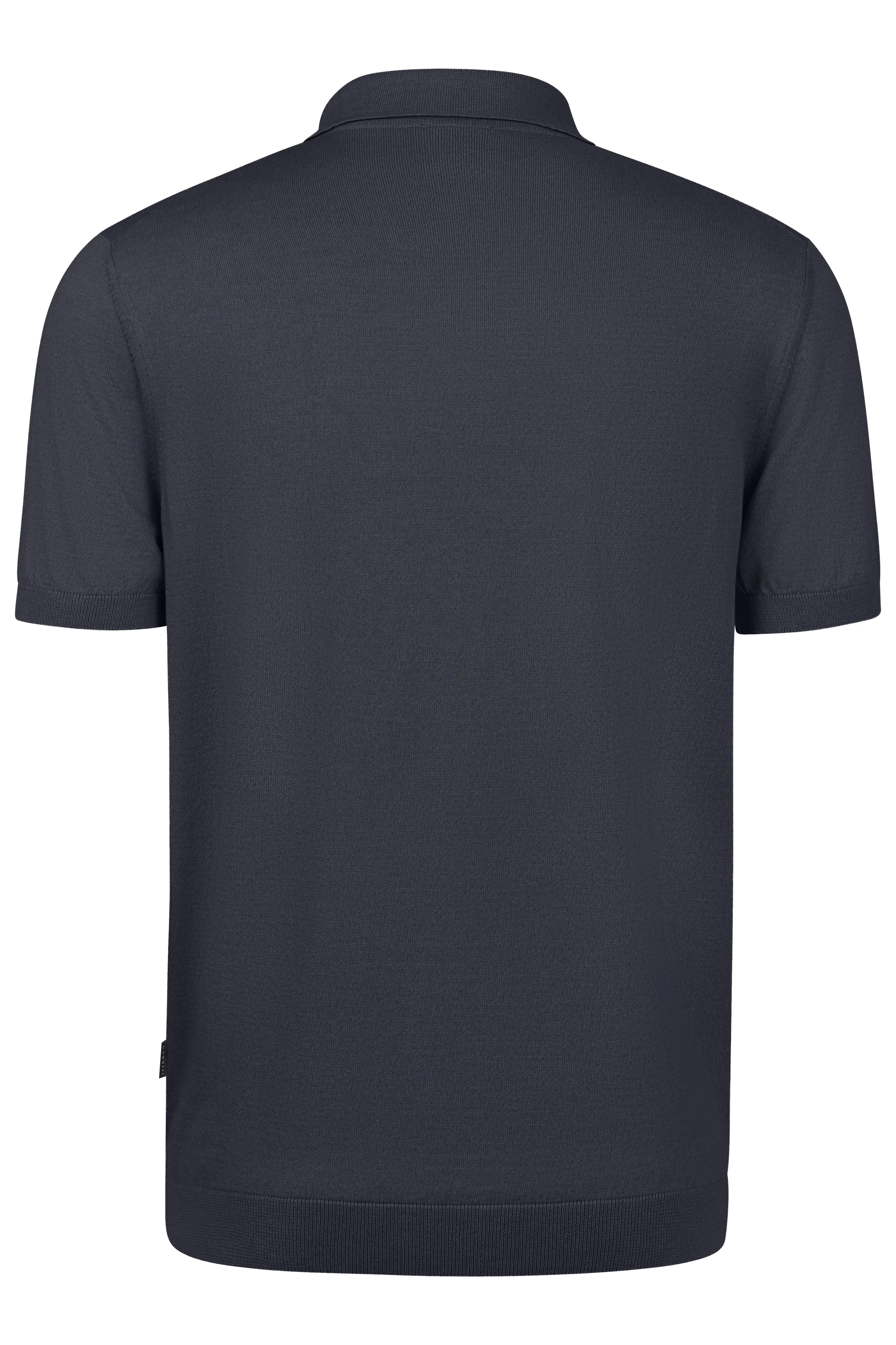 Dark blue bugatti polo shirt, back view, casual bust image, timeless design.