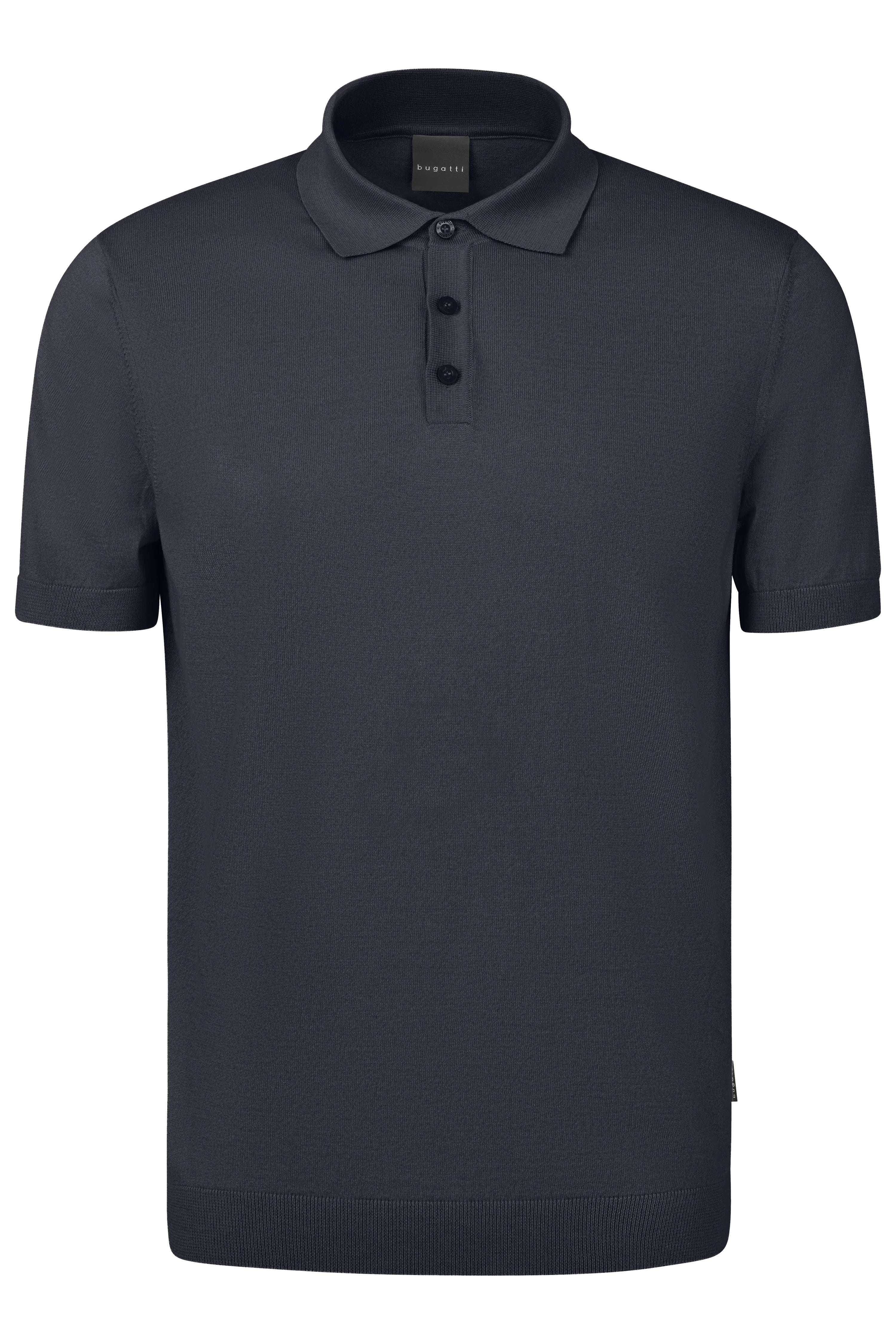 Dark blue bugatti polo shirt, bust image, classic design, high-quality craftsmanship.