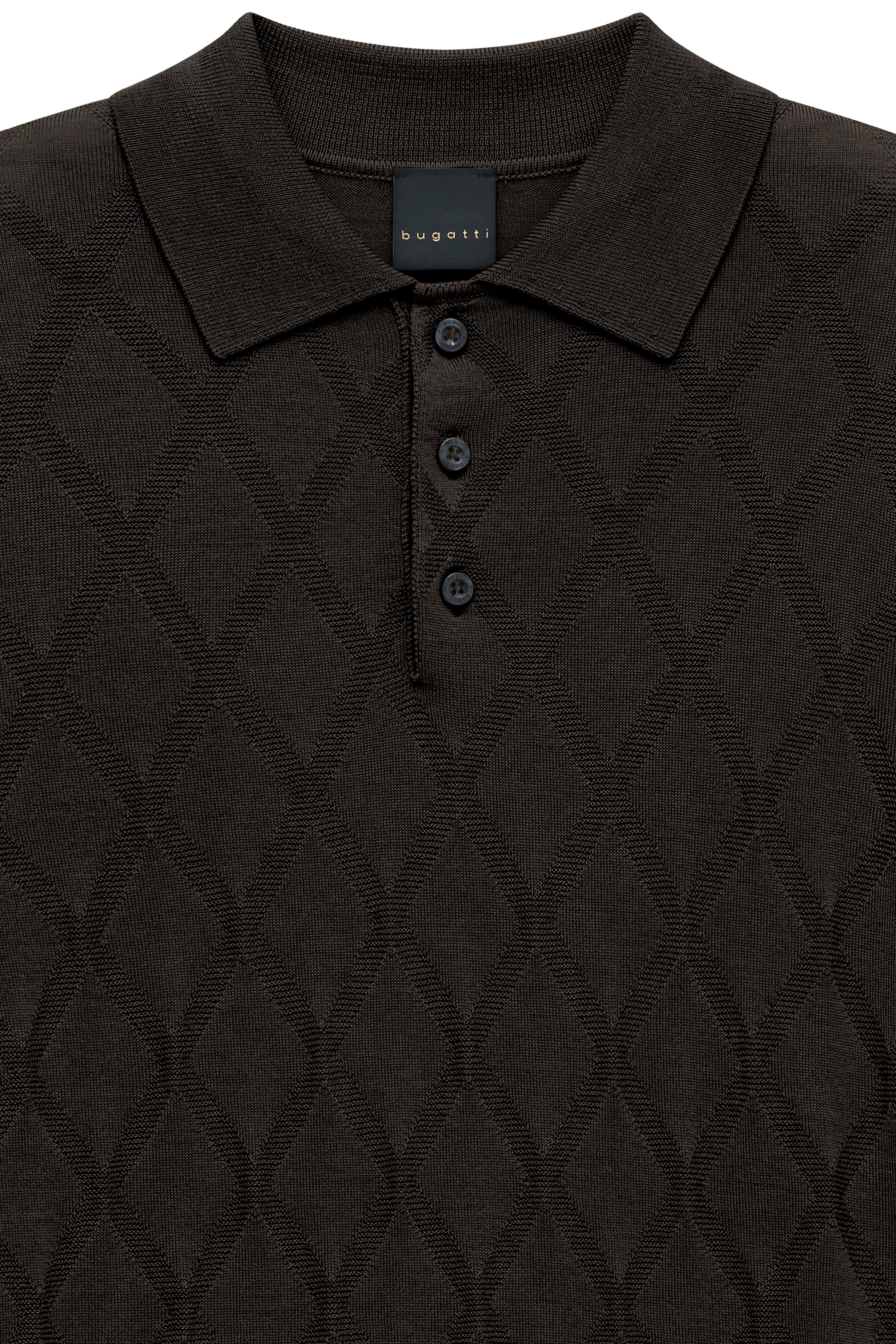 Schwarzer bugatti Pullover, langärmelig, minimalistisches Design, Büstenbild.