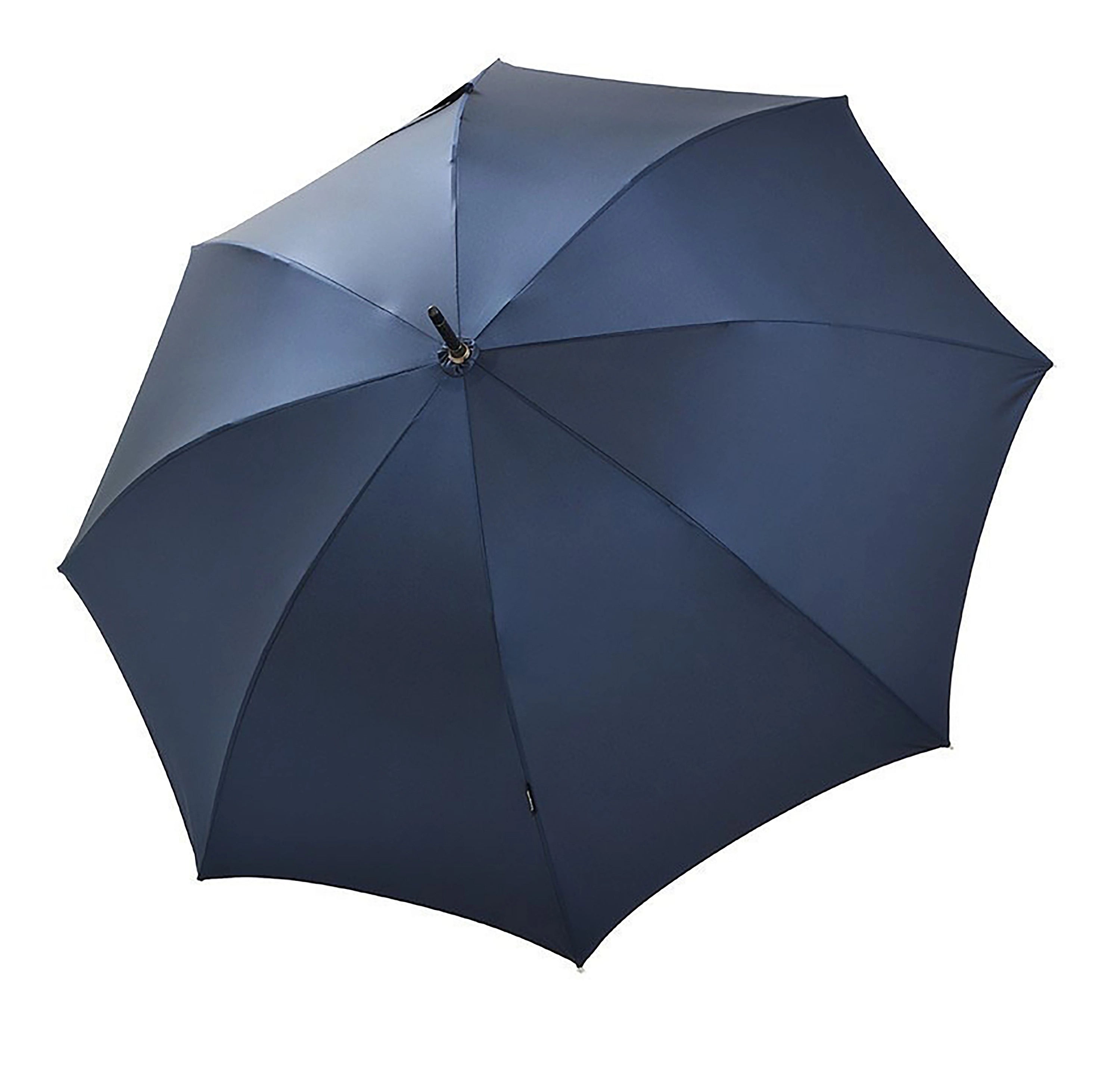 Dunkelblauer bugatti Regenschirm, klassisches Design, hochwertige Materialien.