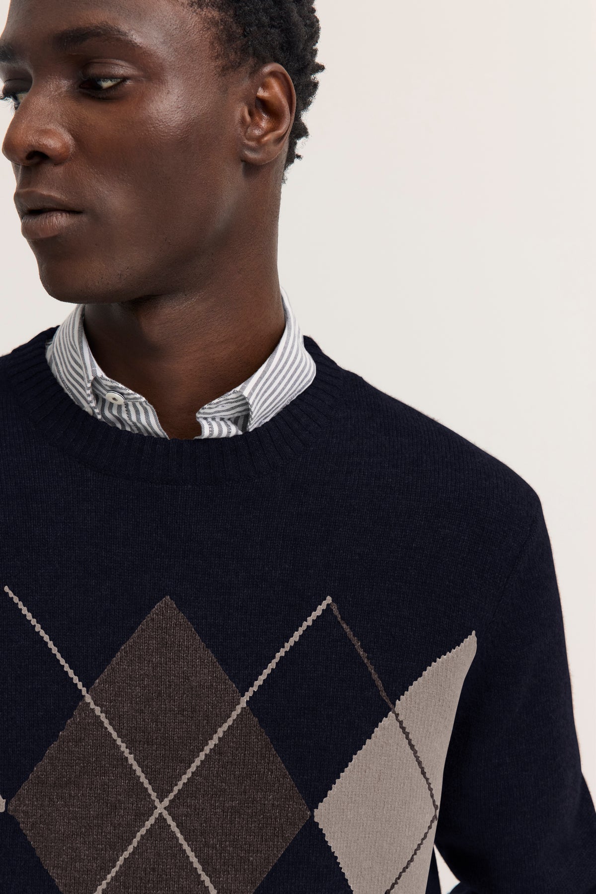 Knitted sweater in a mouliné effect in navy