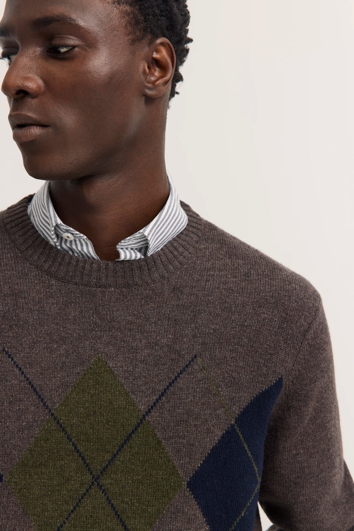 Knitted sweater in a mouliné effect in brown