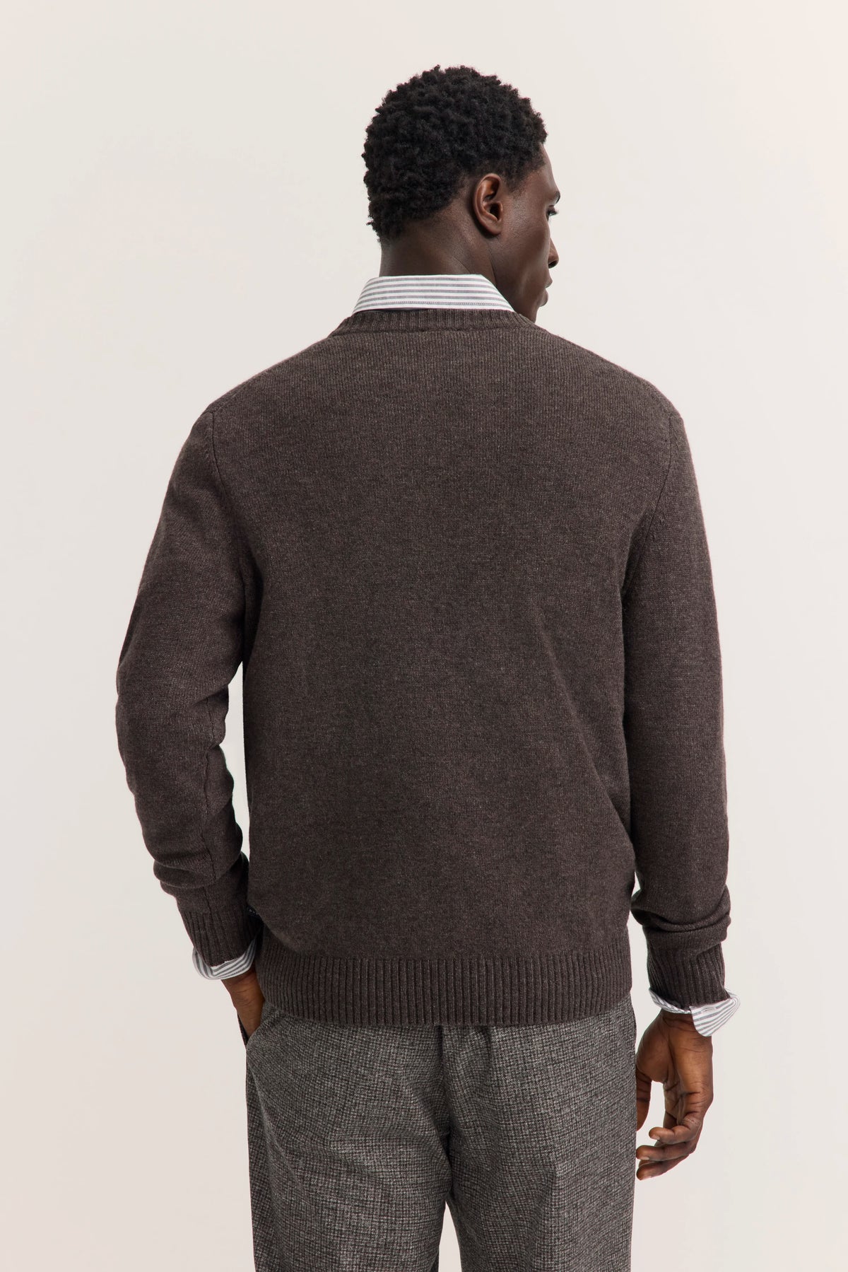Knitted sweater in a mouliné effect in brown