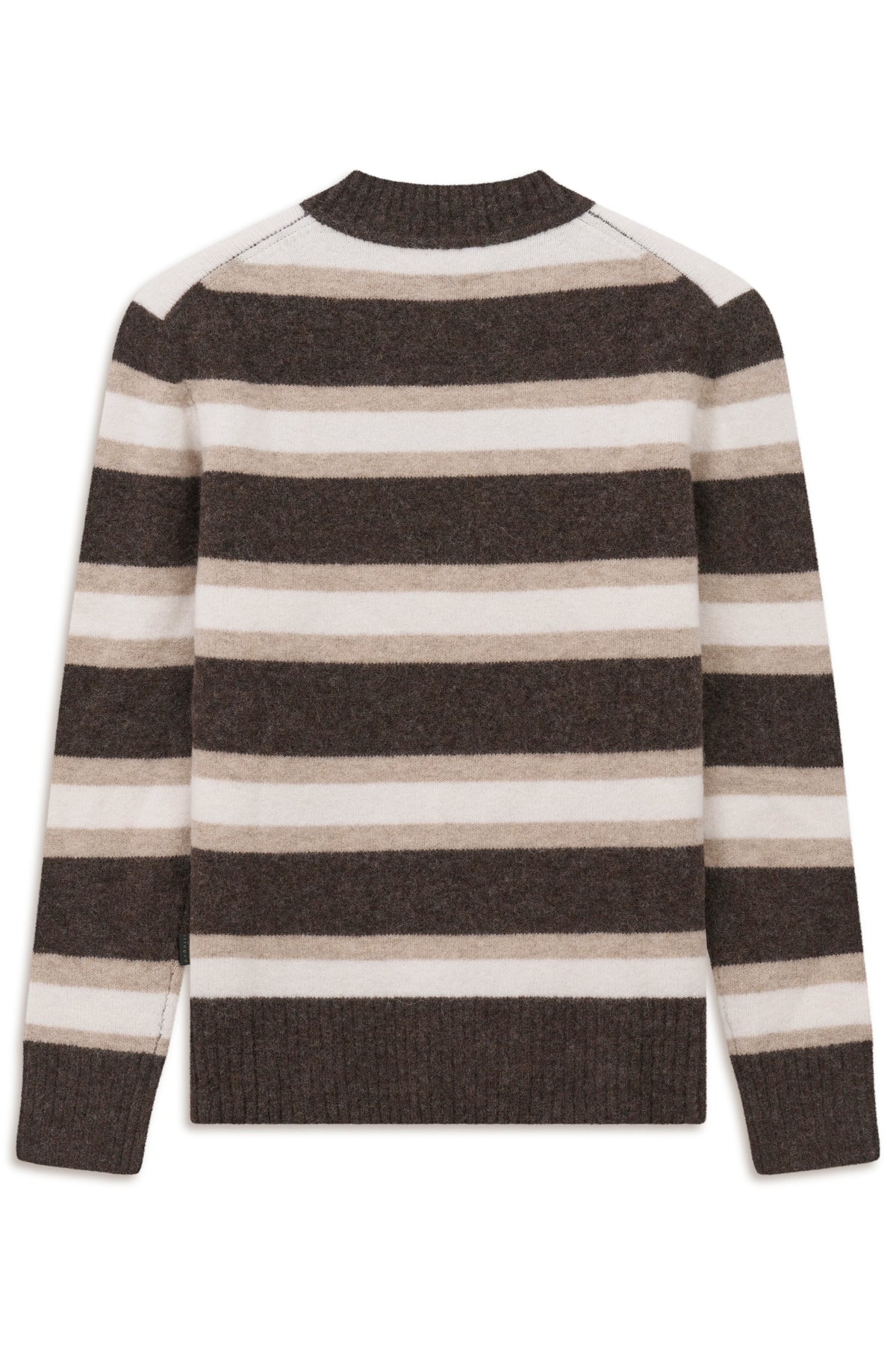 Bugatti Pullover, braun-beige gestreift, Büstenbild.